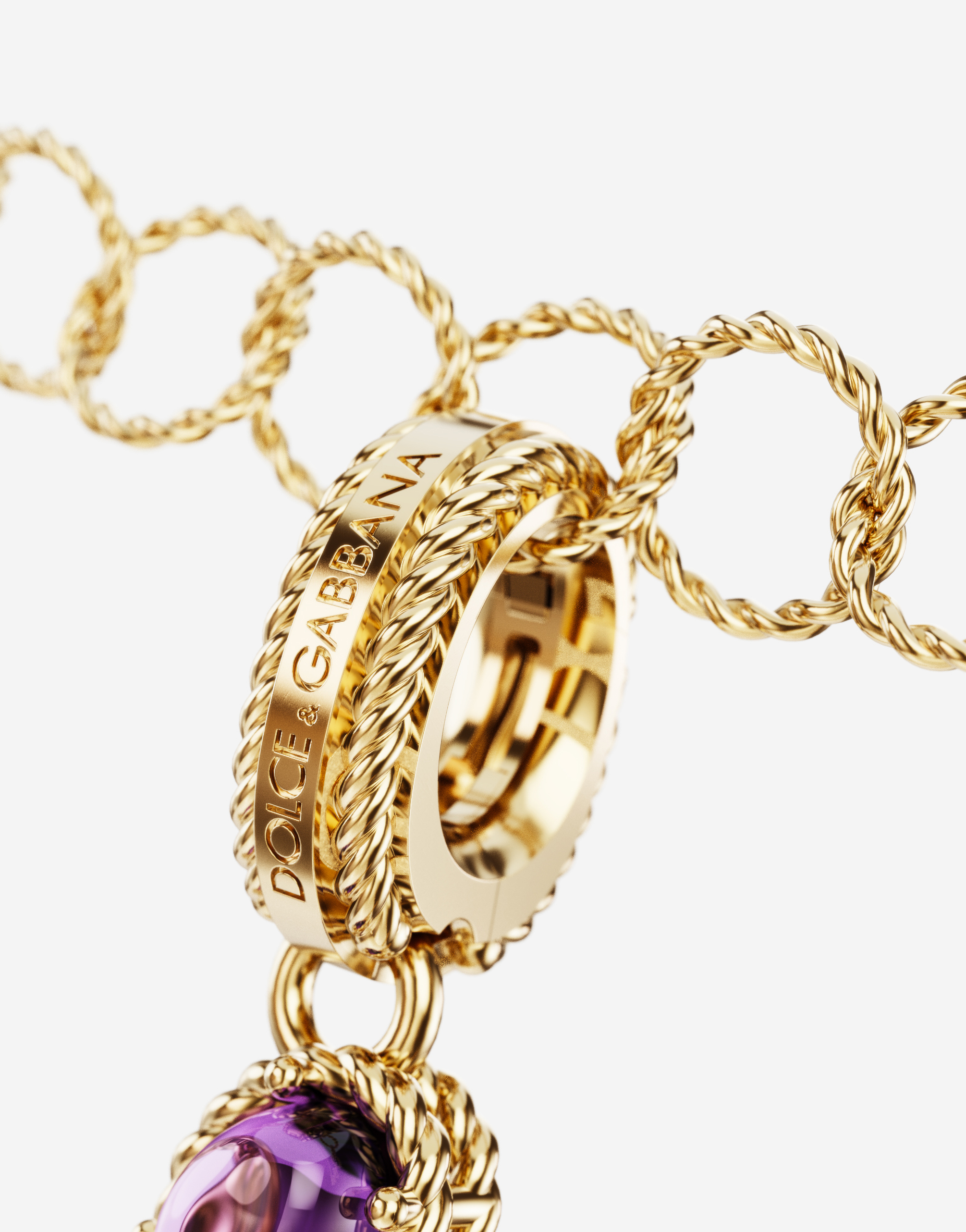 Shop Dolce & Gabbana Rainbow Alphabet M 18 Kt Yellow Gold Charm With Multicolor Fine Gems