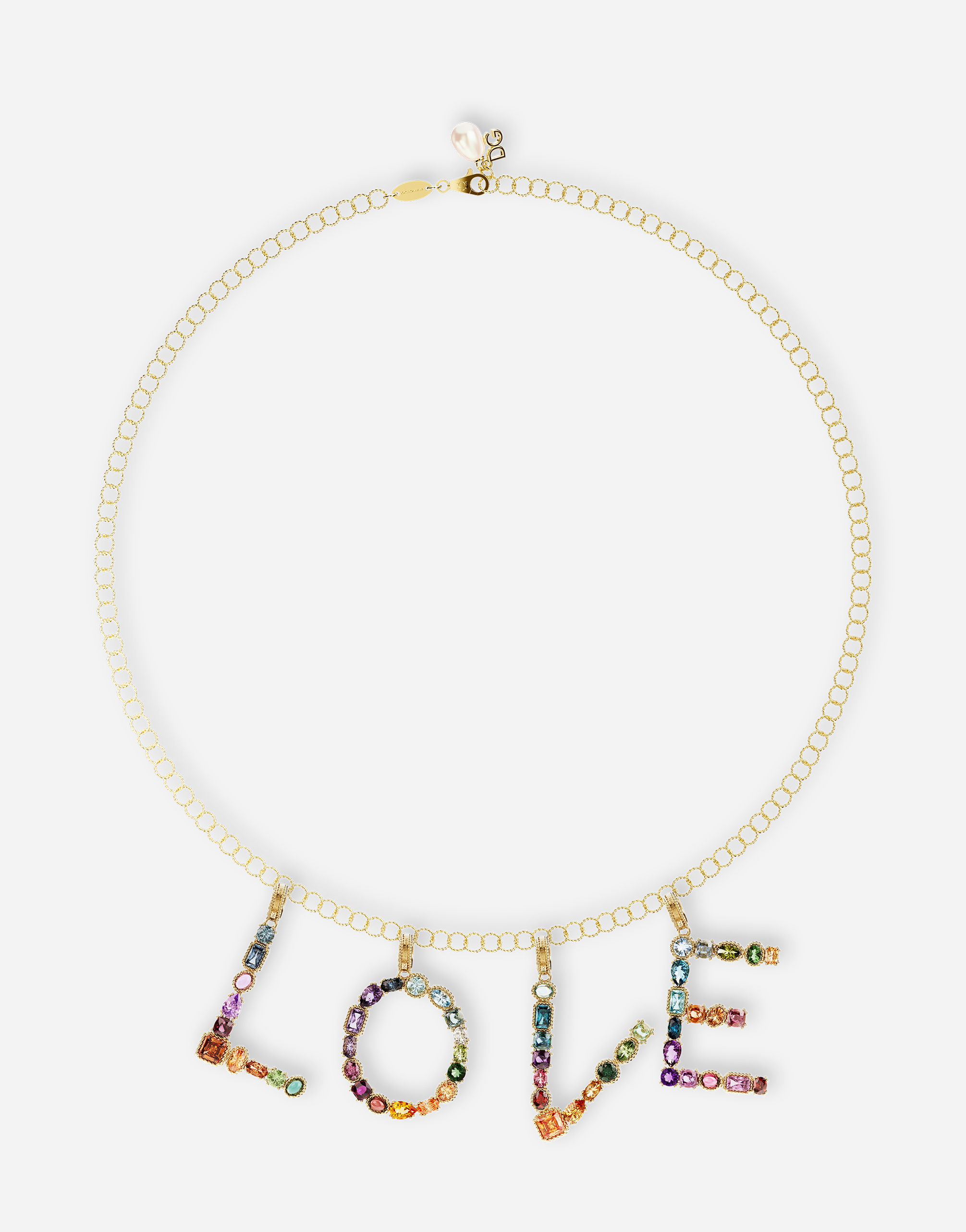 Shop Dolce & Gabbana Rainbow Alphabet X 18 Kt Yellow Gold Charm With Multicolor Fine Gems