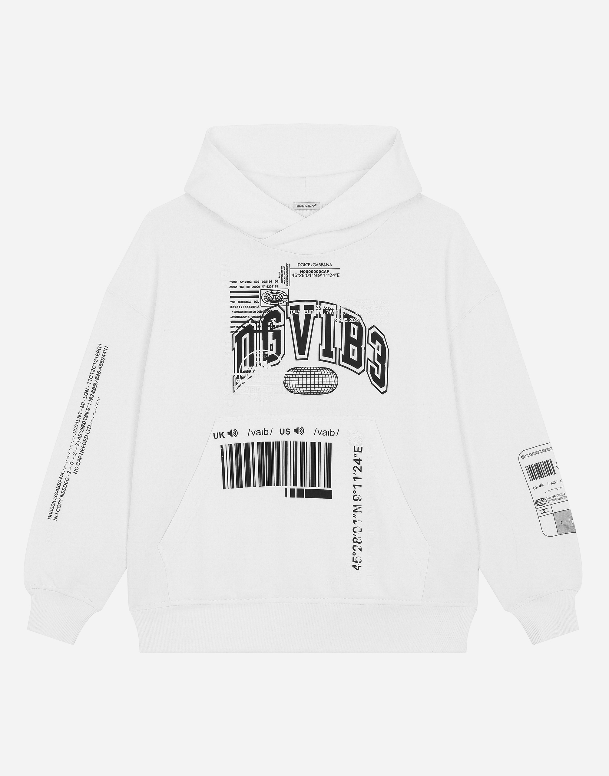 Jersey hoodie with DGVIB3 logo in White for Boys Dolce Gabbana