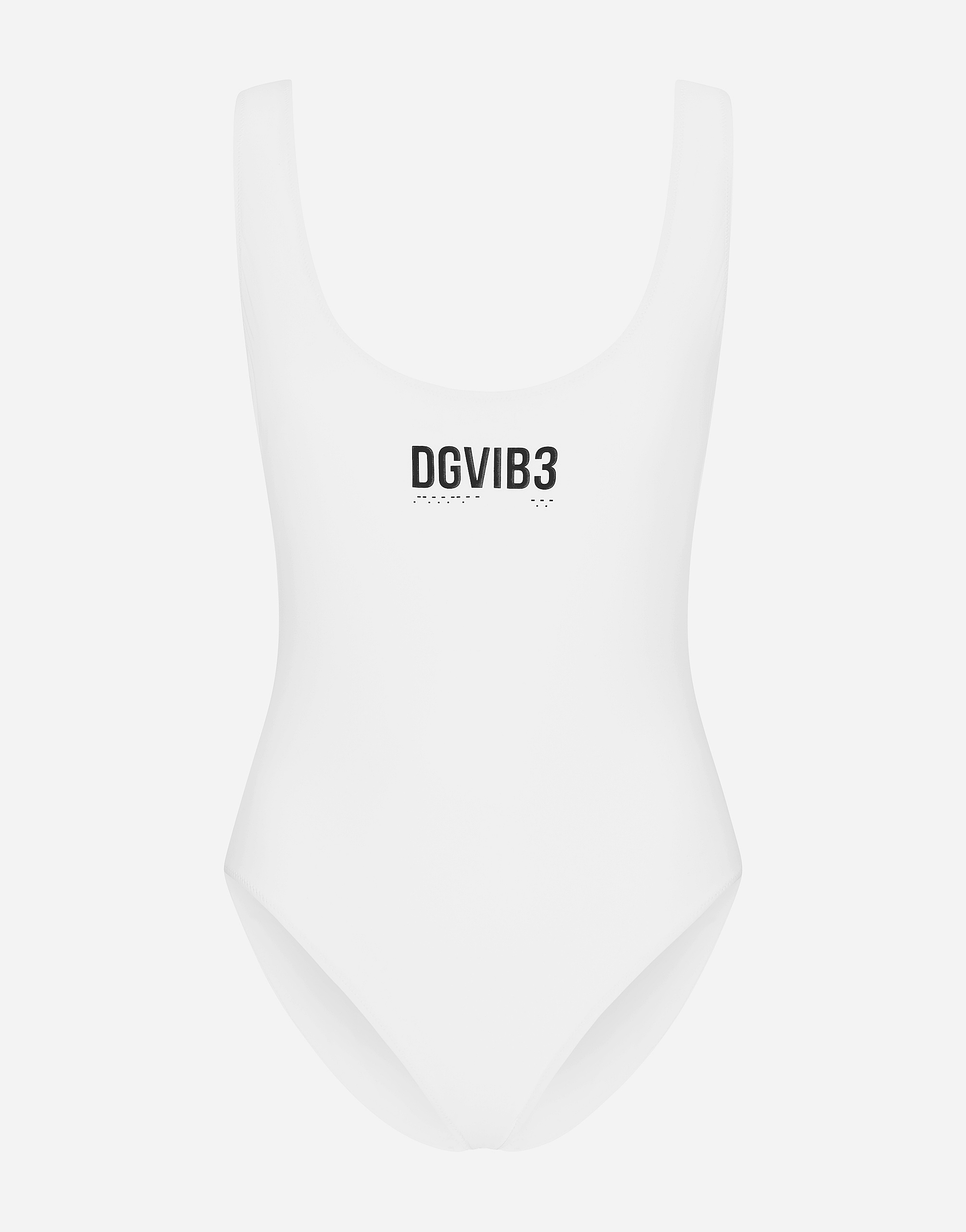 One piece racing swimsuit with DGVIB3 print in White for Women