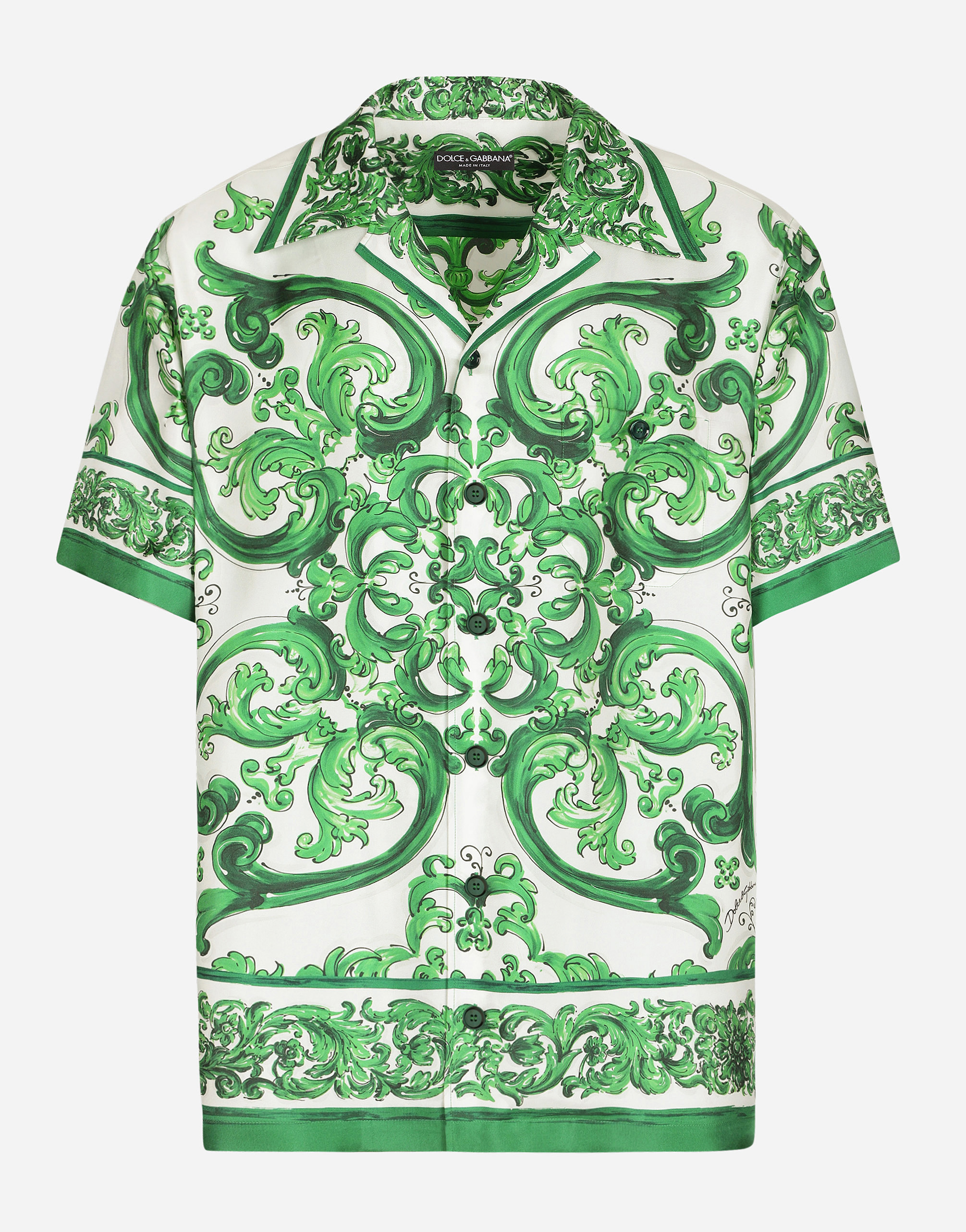 Shop Dolce & Gabbana Silk Twill Hawaiian Shirt With Majolica Print