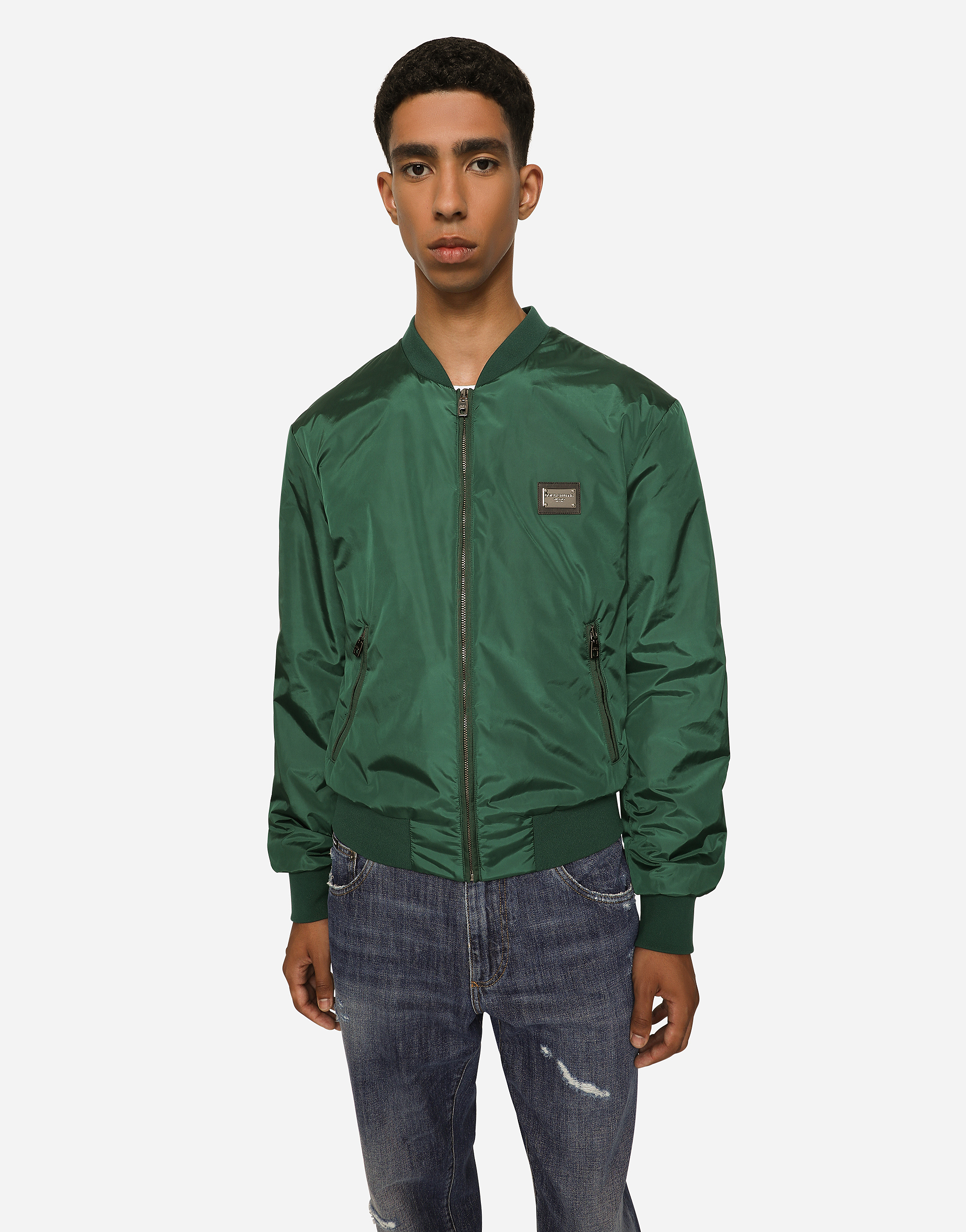 Shop Dolce & Gabbana Nylon Jacket With Branded Tag In Multicolor