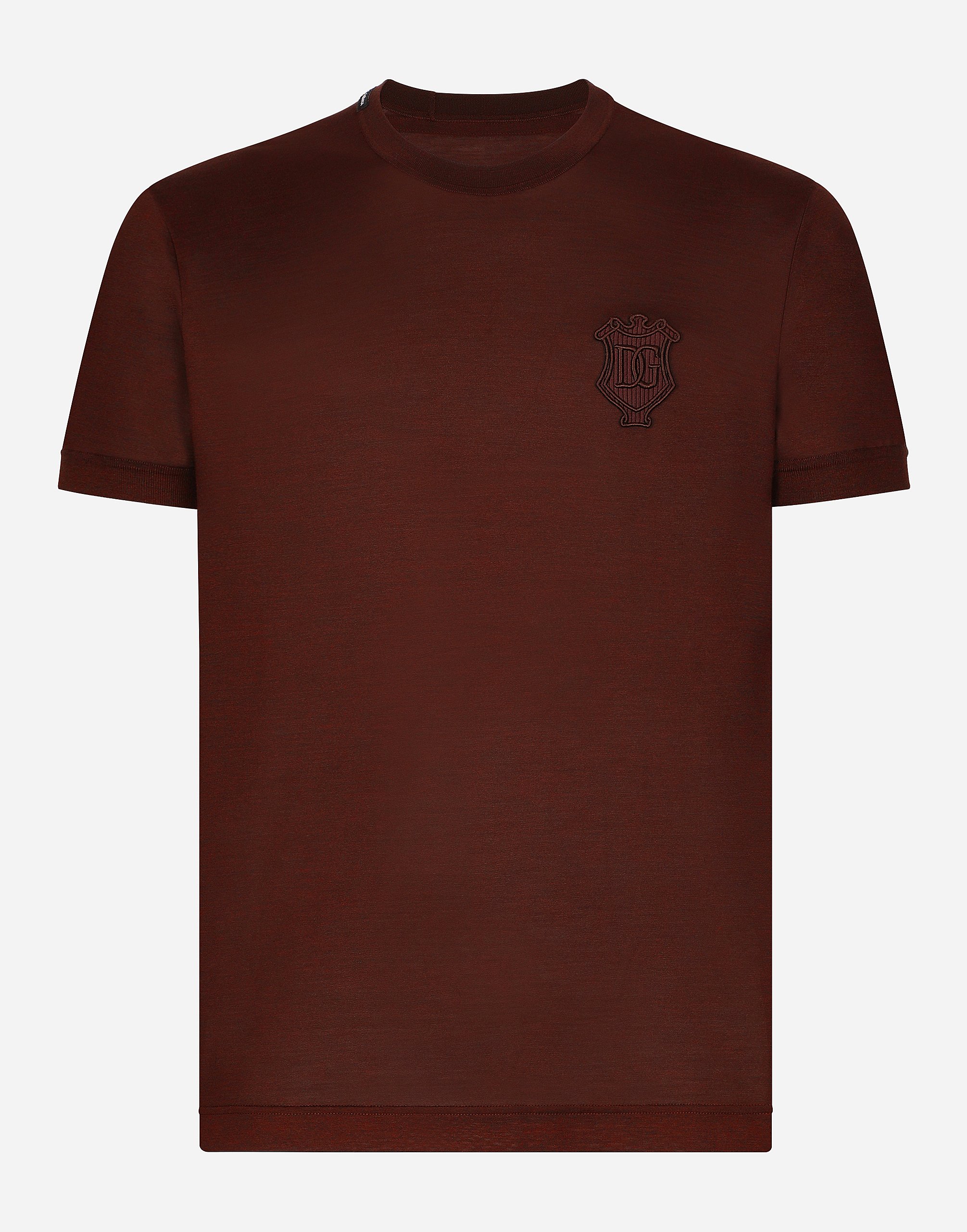 Shop Dolce & Gabbana Silk Round-neck T-shirt In Red