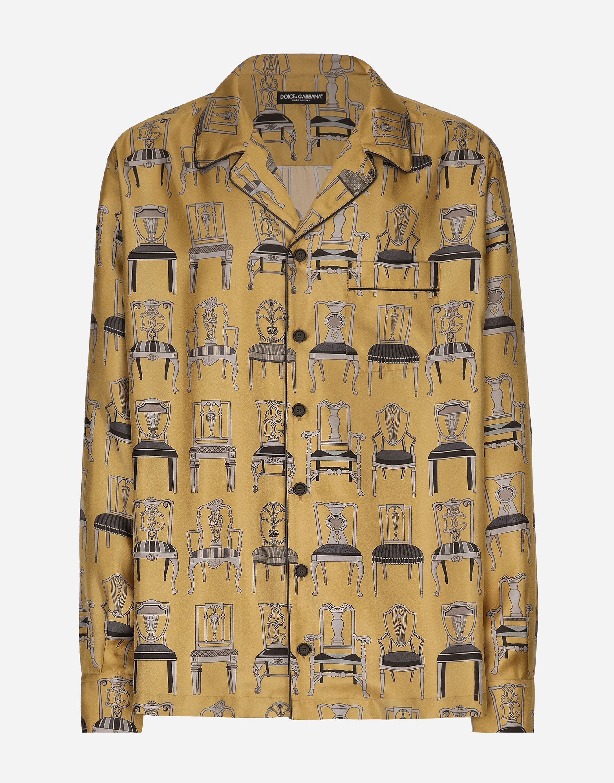 Shop Dolce & Gabbana Silk Twill Shirt With Seat Print