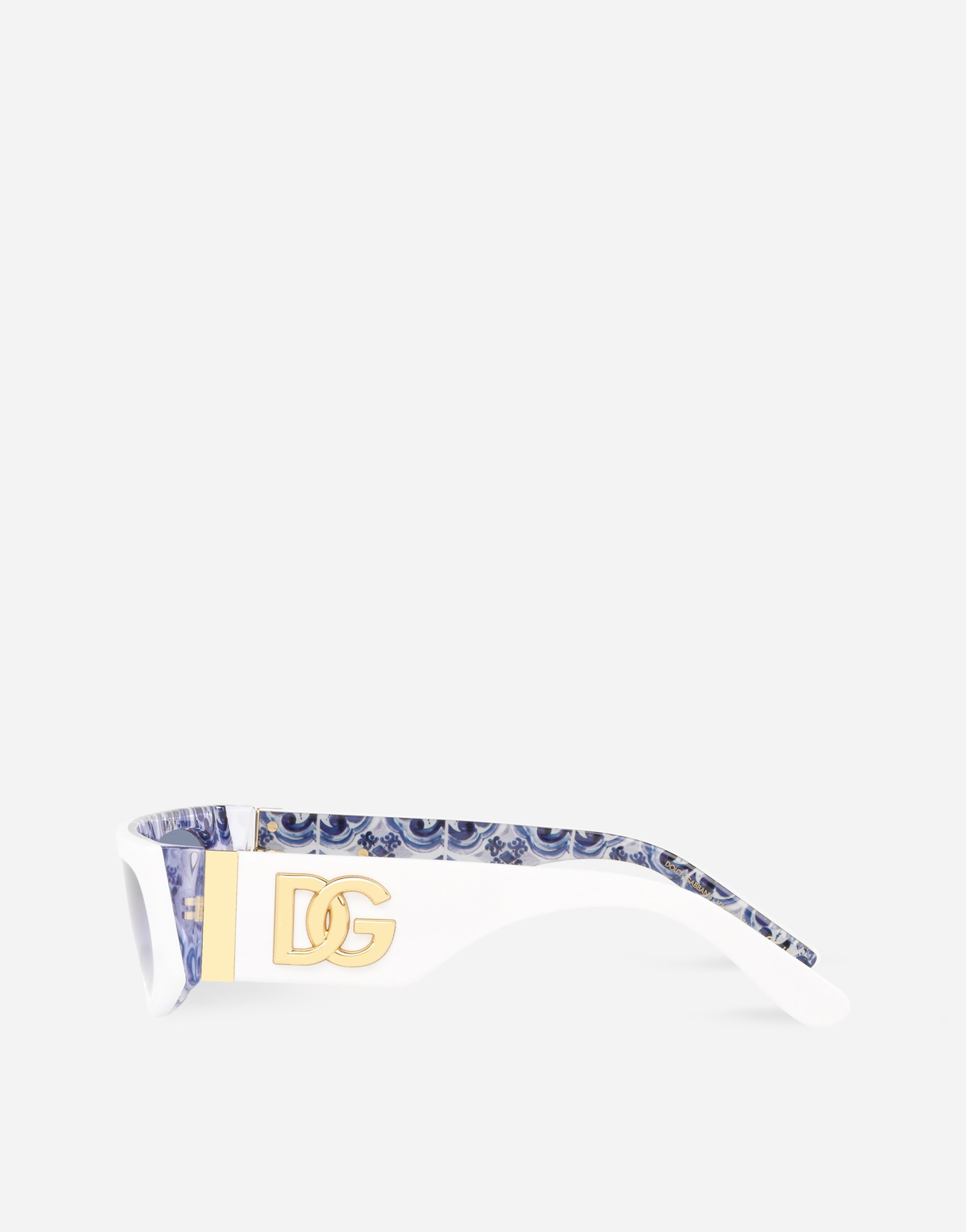 Shop Dolce & Gabbana Blu Mediterraneo Sunglasses In White & Maiolica Print