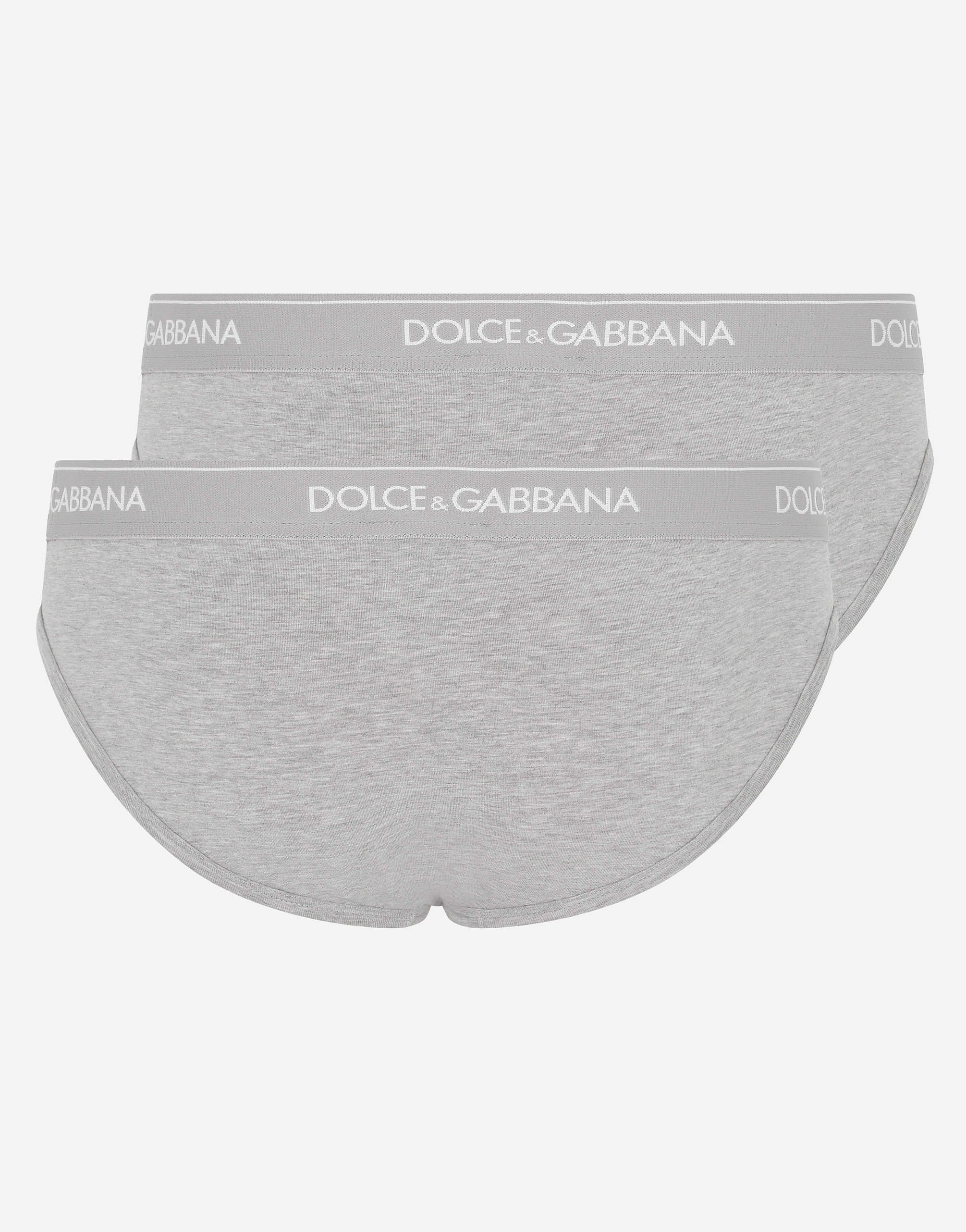 Shop Dolce & Gabbana Bi-pack Underwear Briefs In Stretch Cotton In Grey