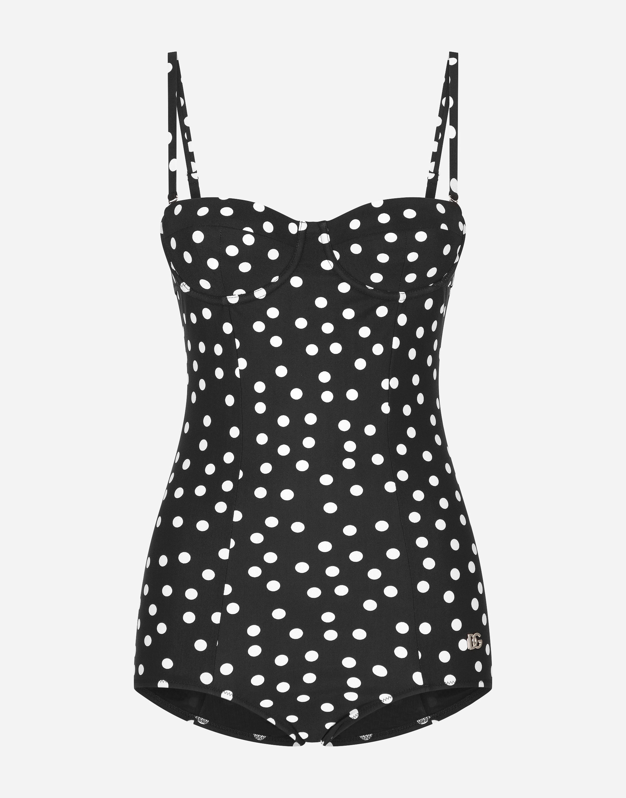 Polka dot balconette one piece swimsuit in Print for Women