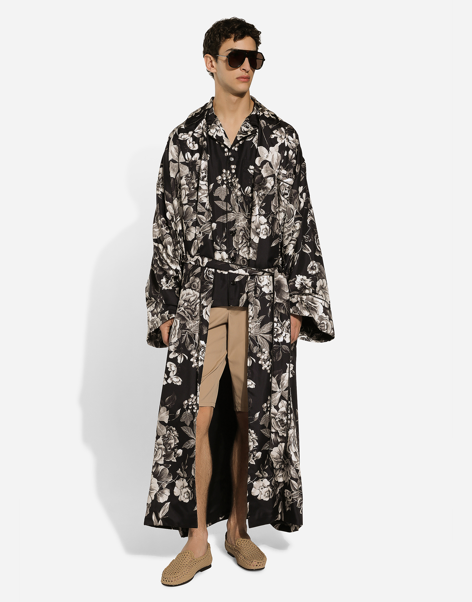 Shop Dolce & Gabbana Floral-print Silk Twill Robe In プリ