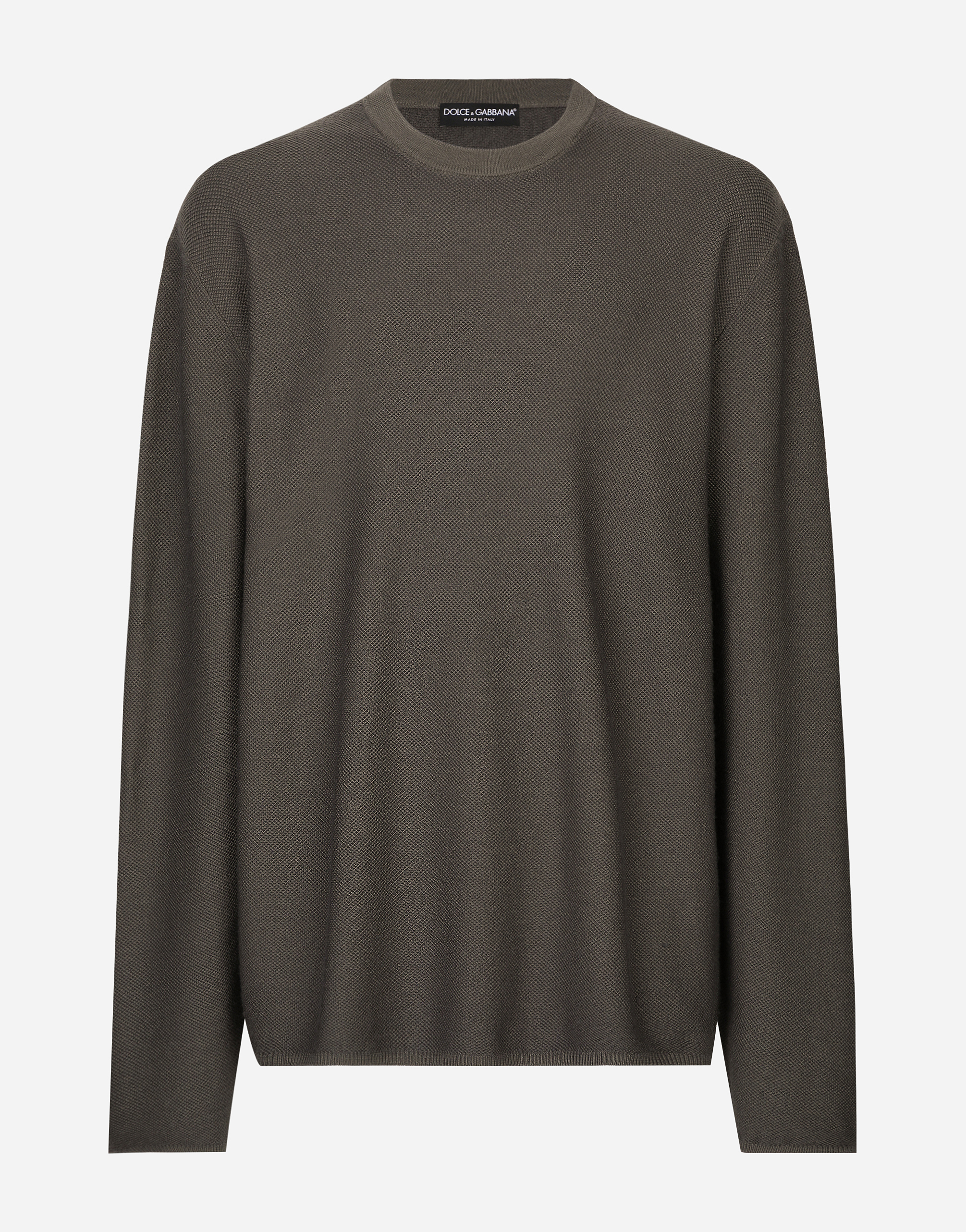 Shop Dolce & Gabbana Wool Round-neck Sweater In Grey