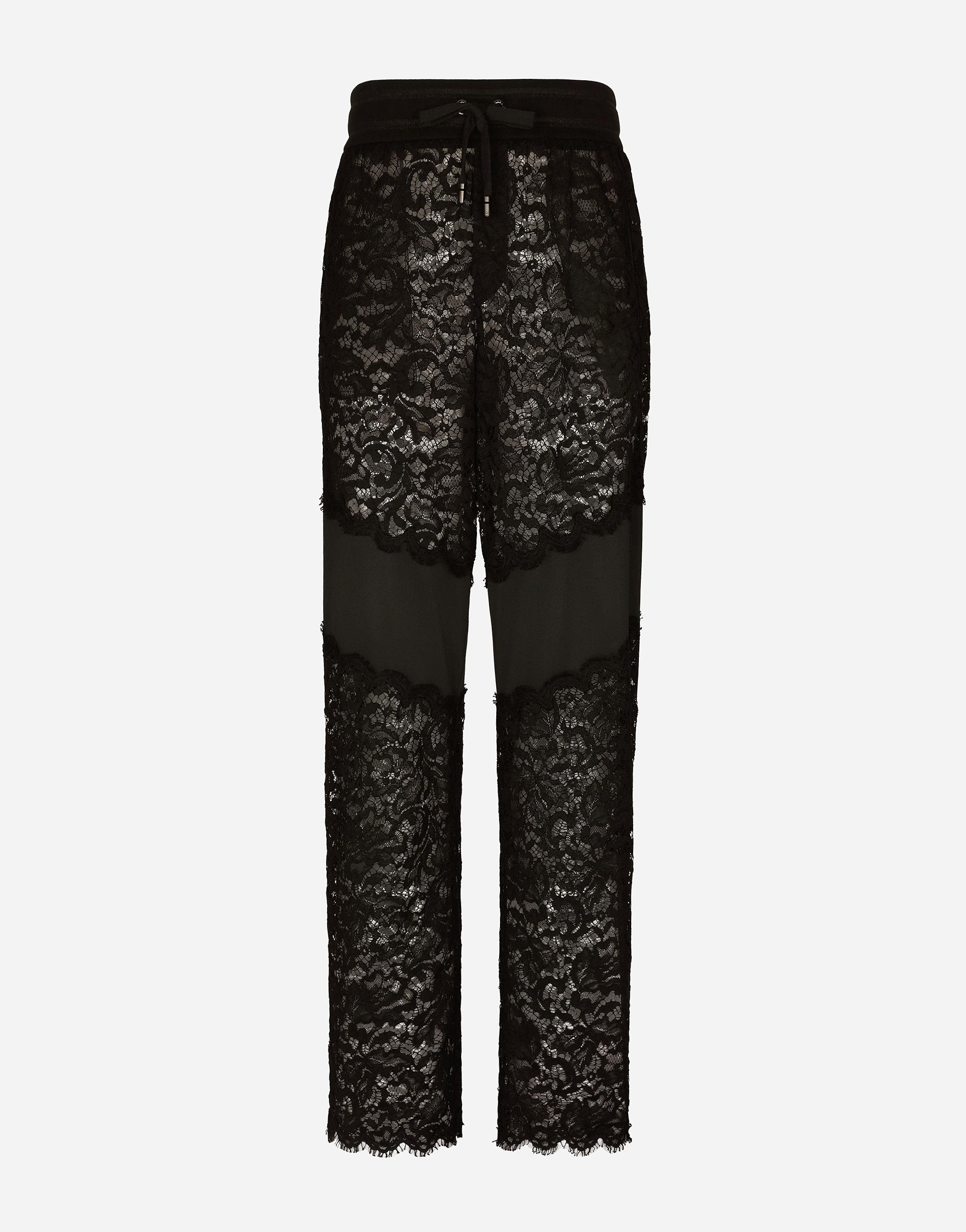 Dolce & Gabbana Cordonetto Lace And Jersey Jogging Pants In Black