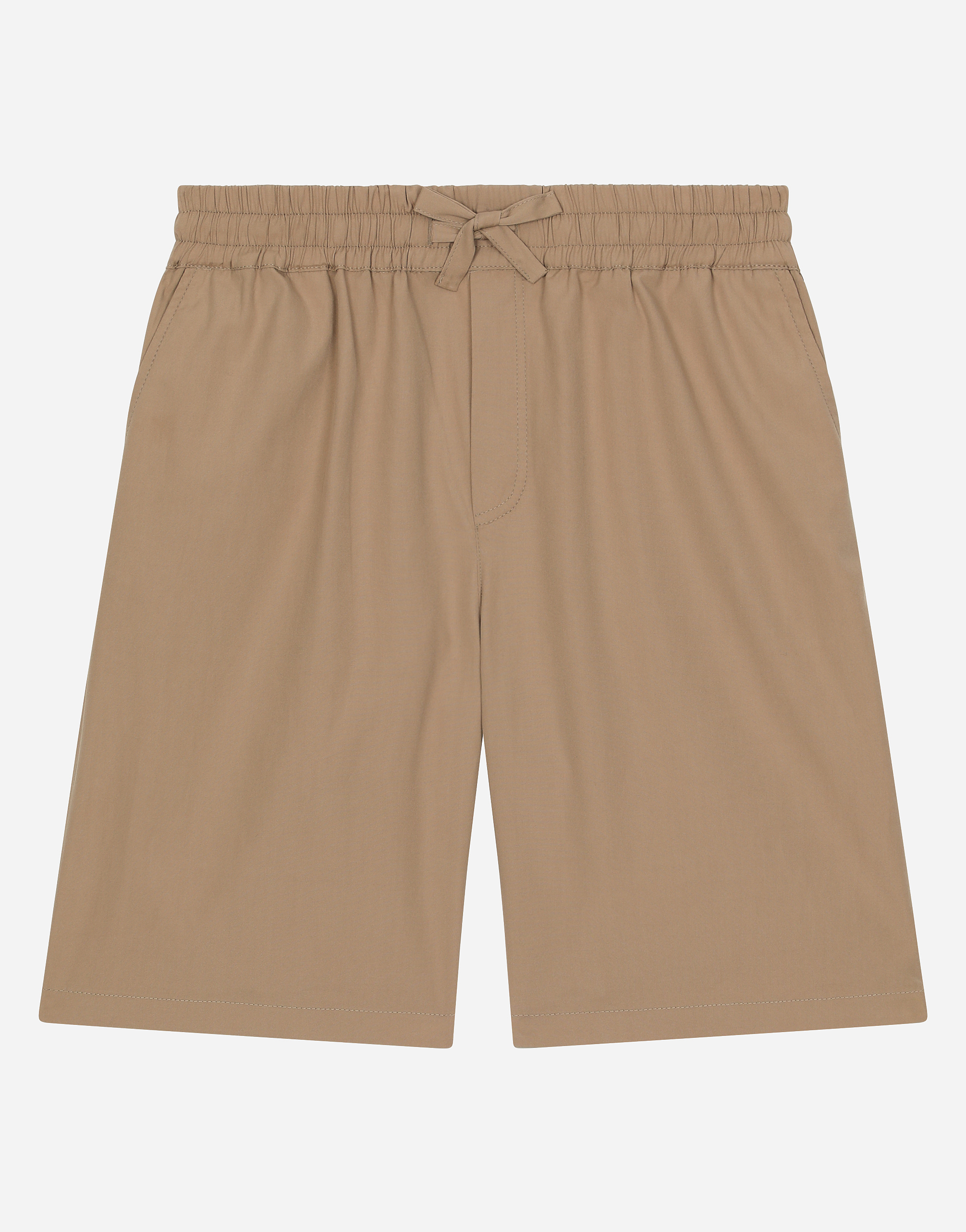 Shop Dolce & Gabbana Poplin Shorts With Dg Logo In Sabbia 1