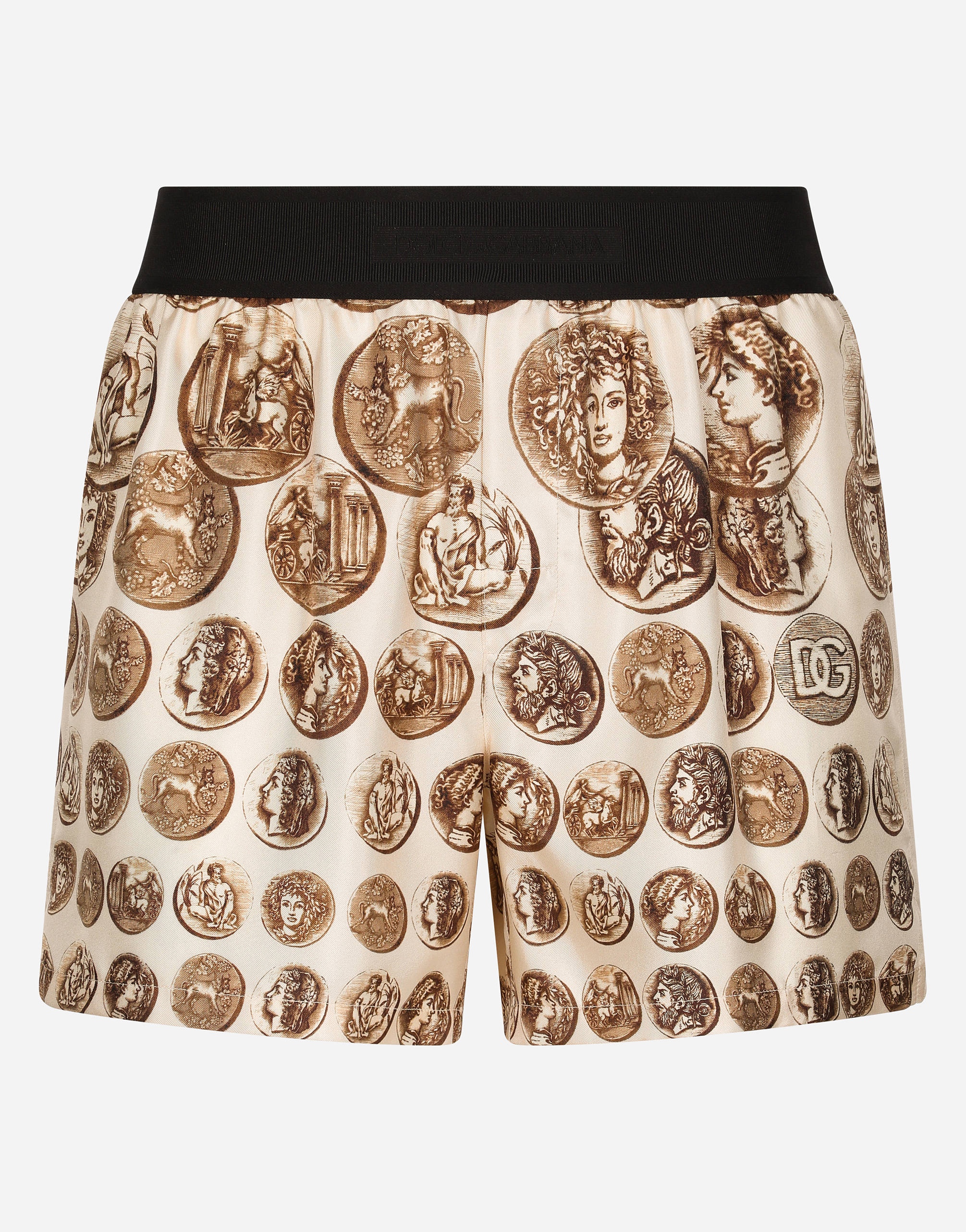 Dolce & Gabbana Men's Silk Shorts with Coin Print