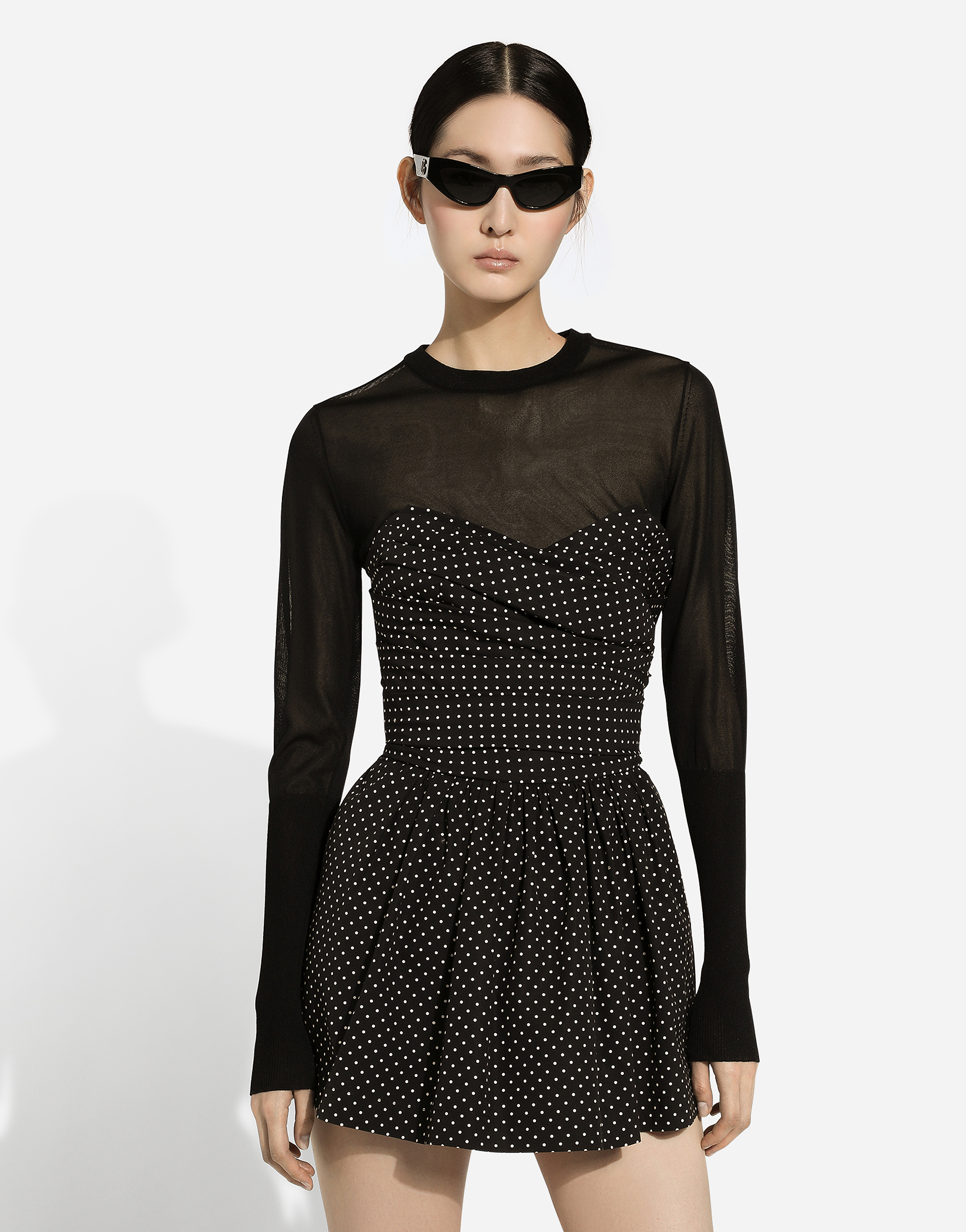 Shop Dolce & Gabbana Cotton Bustier Minidress With Polka-dot Print In プリ