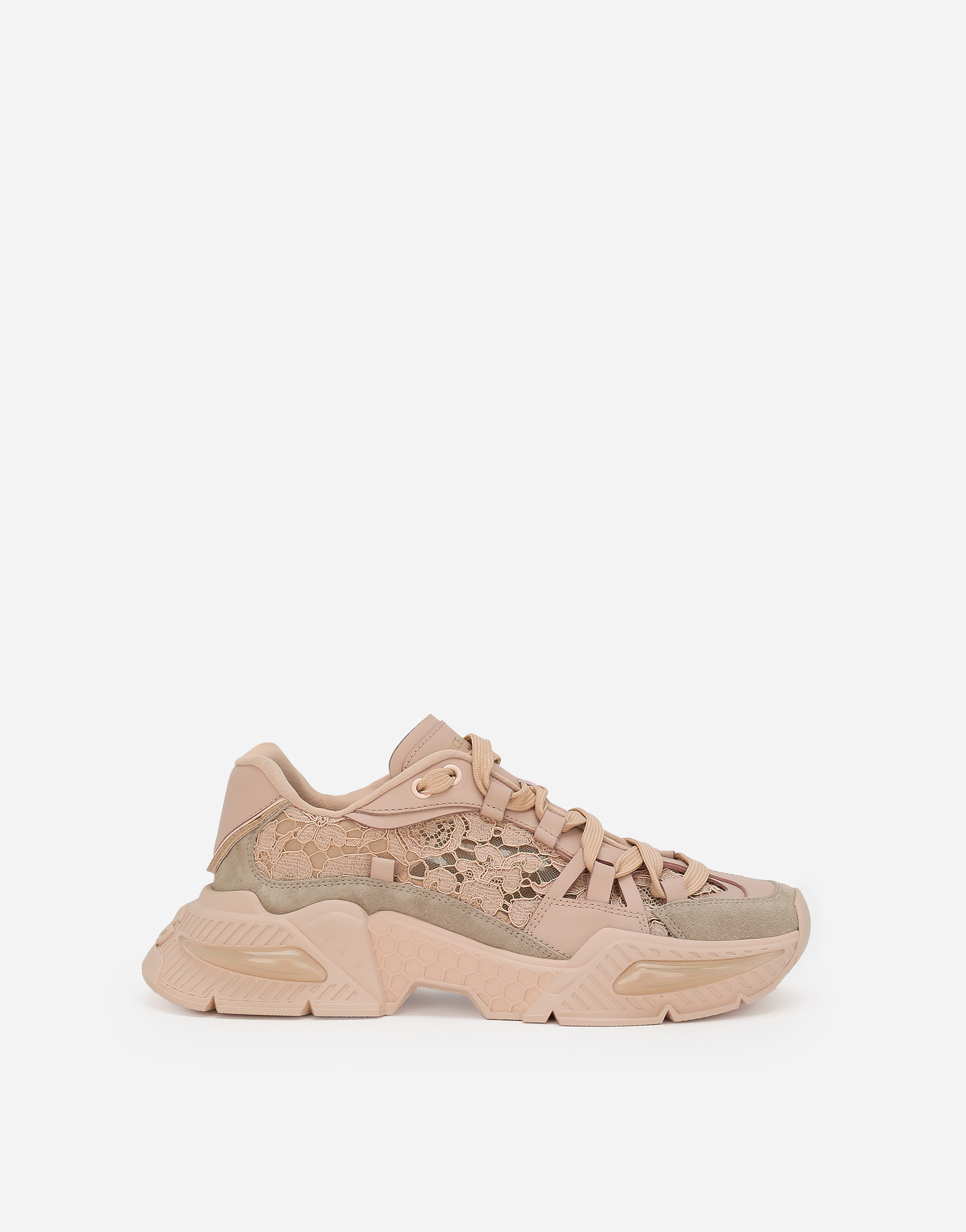 Shop Dolce & Gabbana Mixed-material Airmaster Sneakers In Beige