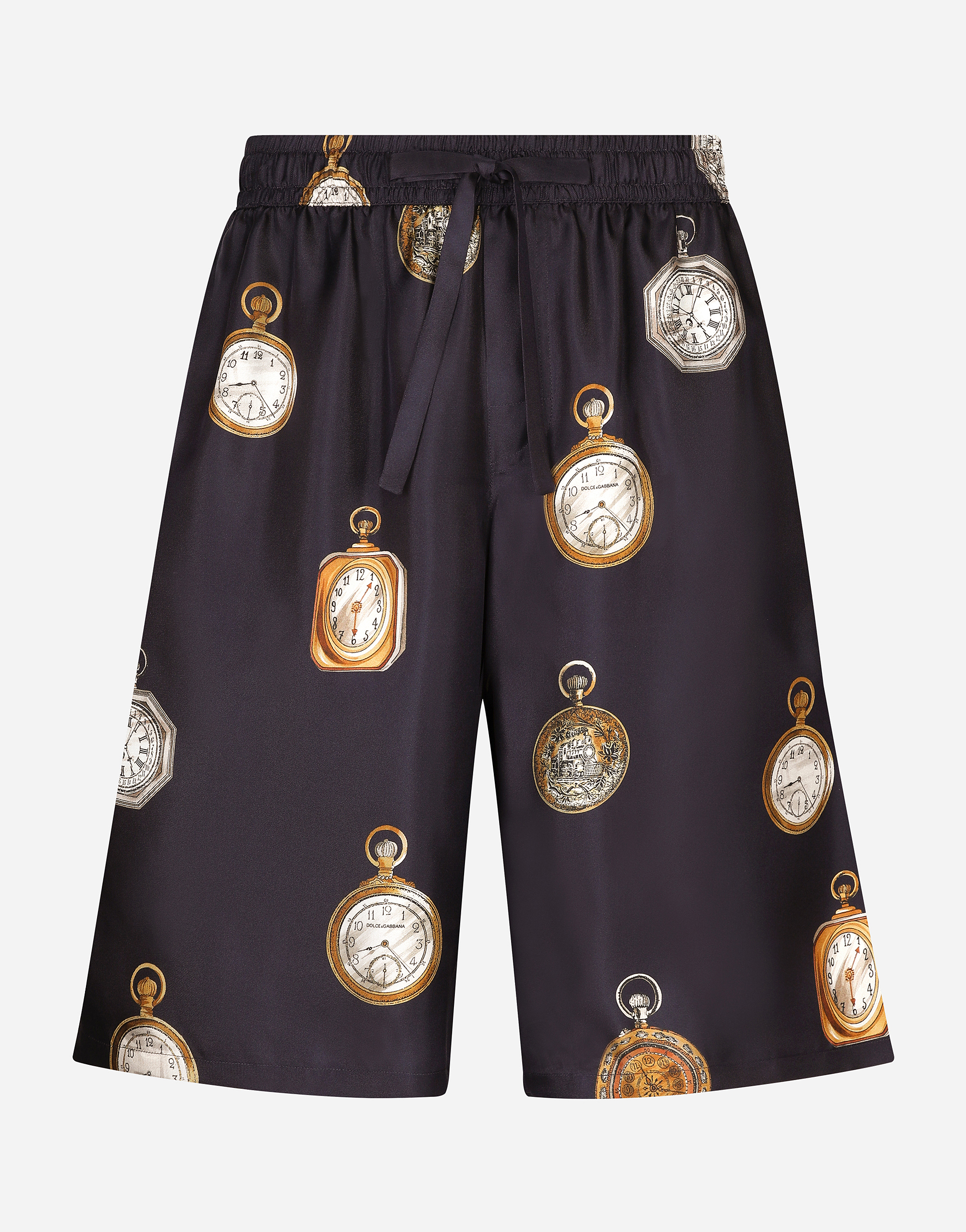 Shop Dolce & Gabbana Watch-print Silk Jogging Shorts