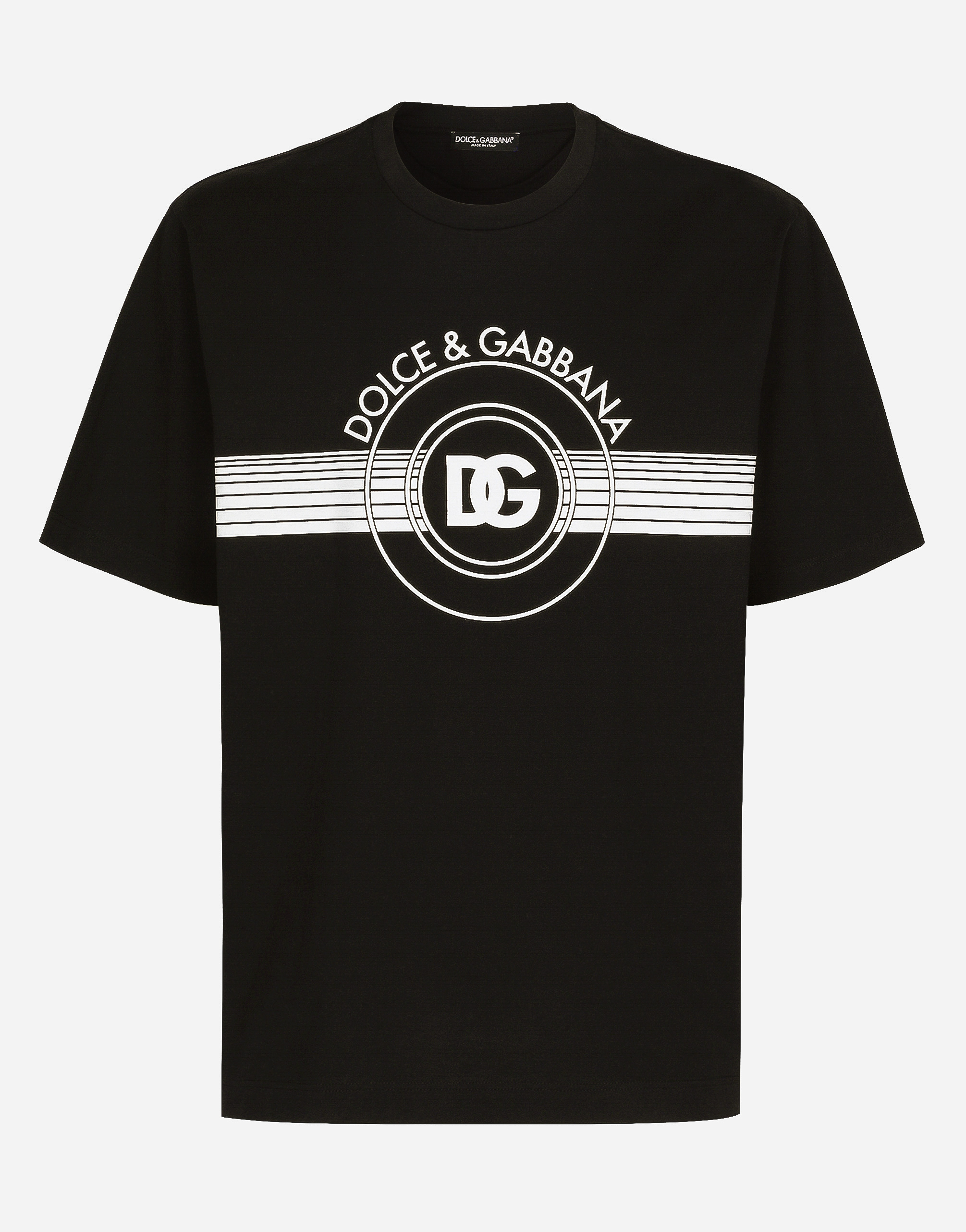 Cotton interlock T-shirt with DG logo print in Black for Men 