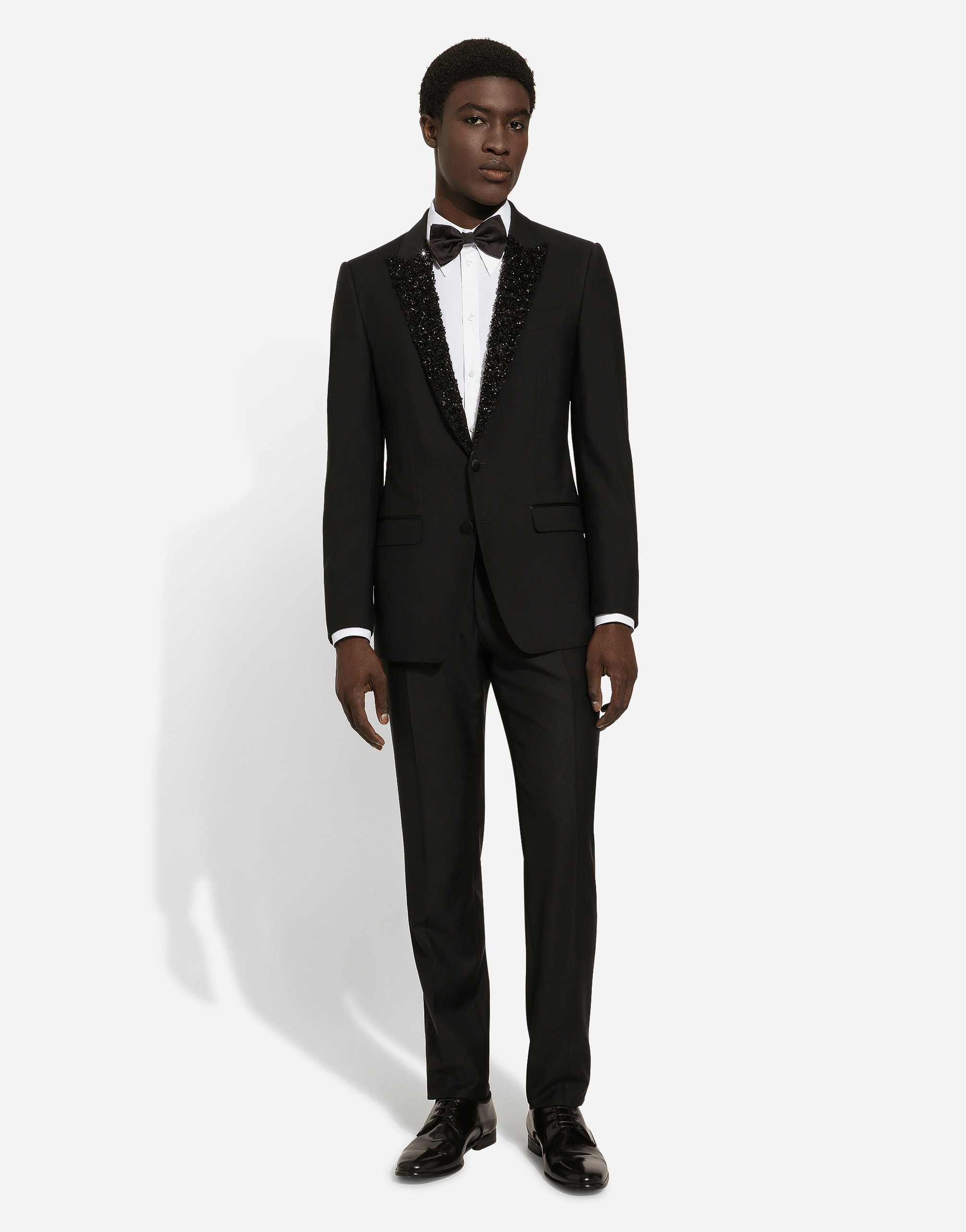 Shop Dolce & Gabbana Single-breasted Martini-fit Jacket With Embroidered Lapels In Black