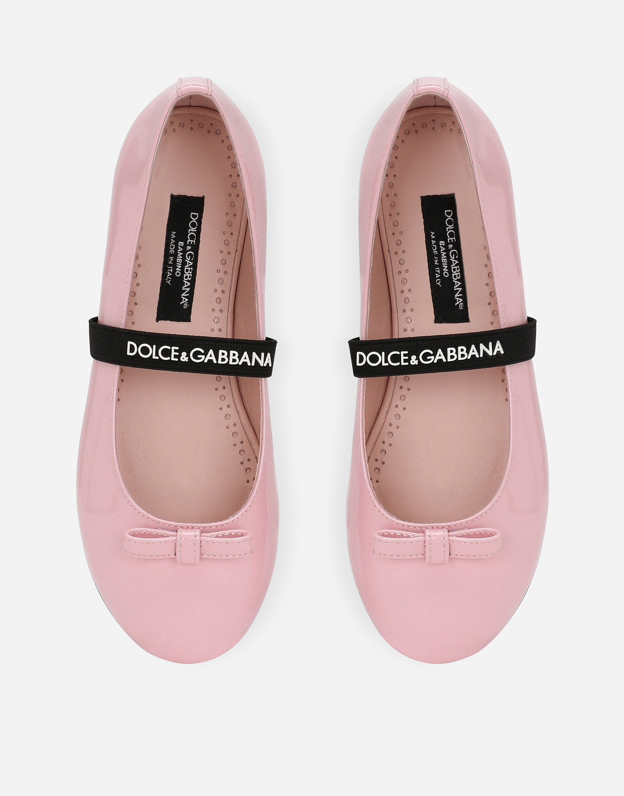 Shop Dolce & Gabbana Patent Leather Ballet Flats With Bow In Pink