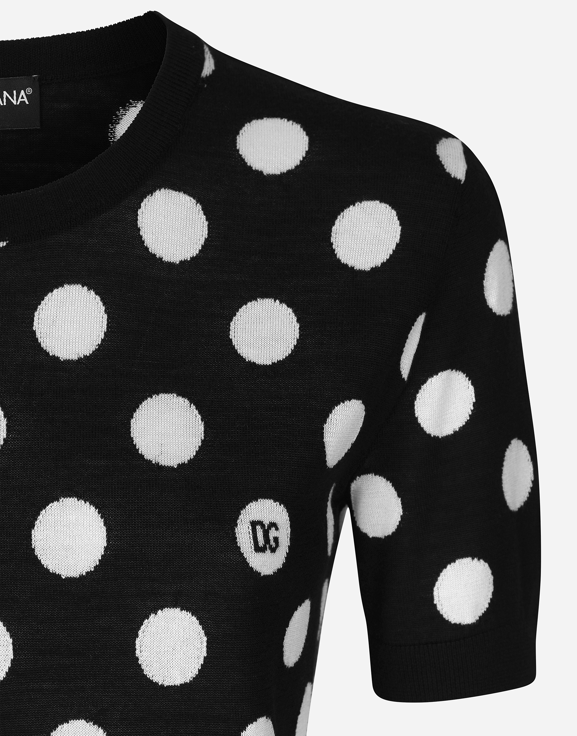 Shop Dolce & Gabbana Wool And Silk Tank Top With Polka-dot Inlay In プリ