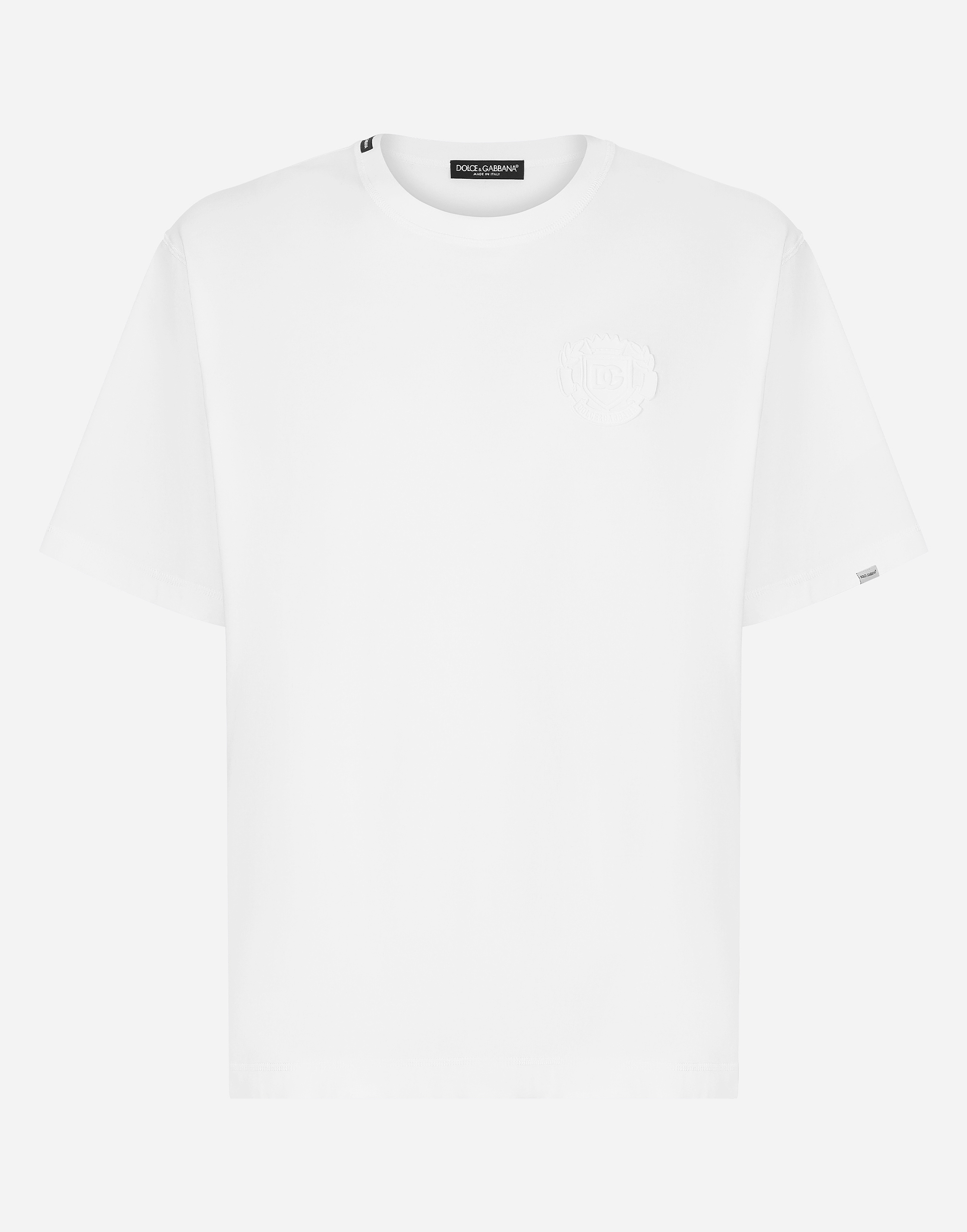 Shop Dolce & Gabbana Cotton T-shirt With Logo Embroidery In White