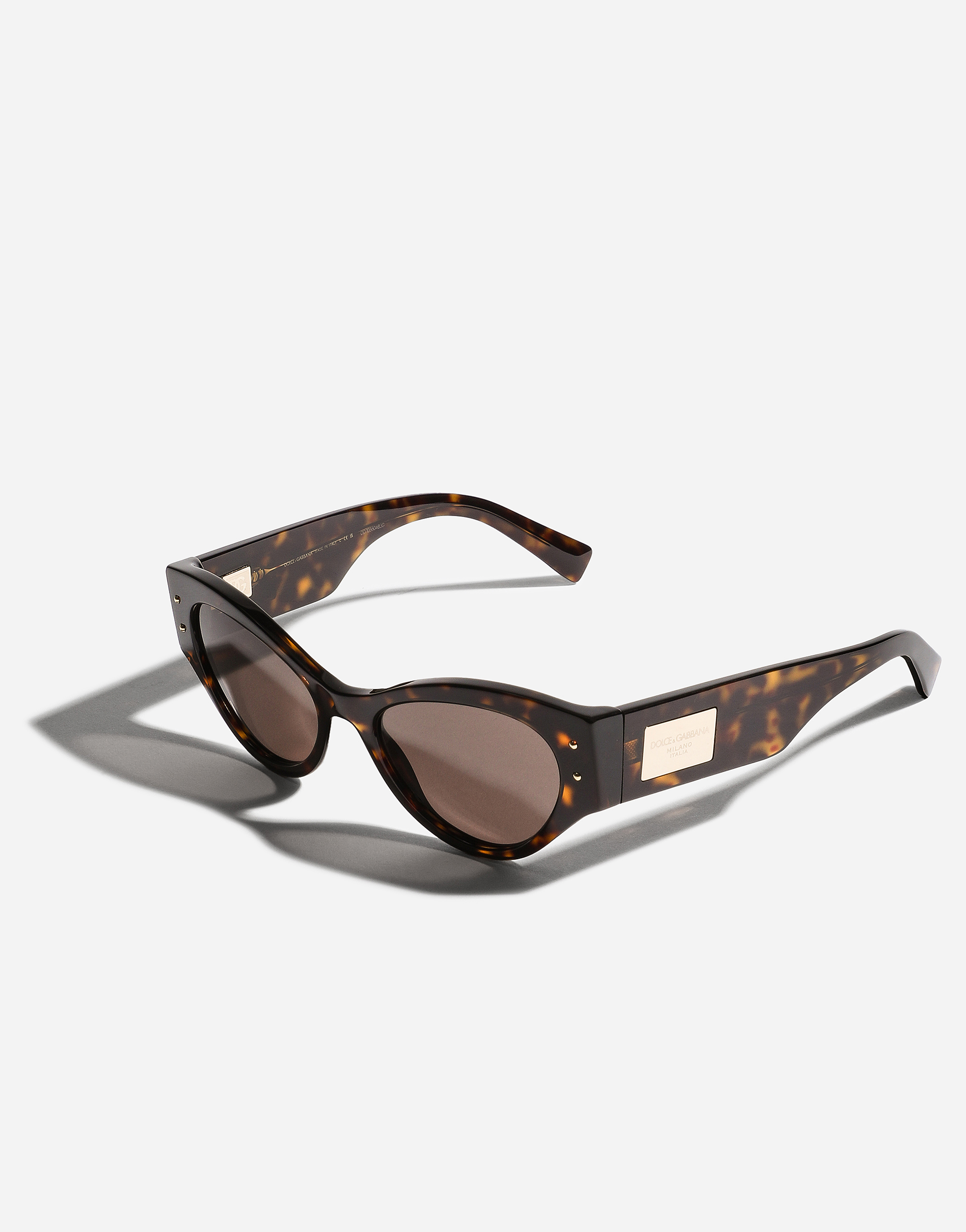 Shop Dolce & Gabbana Dg Logo Plaque Sunglasses In Havana