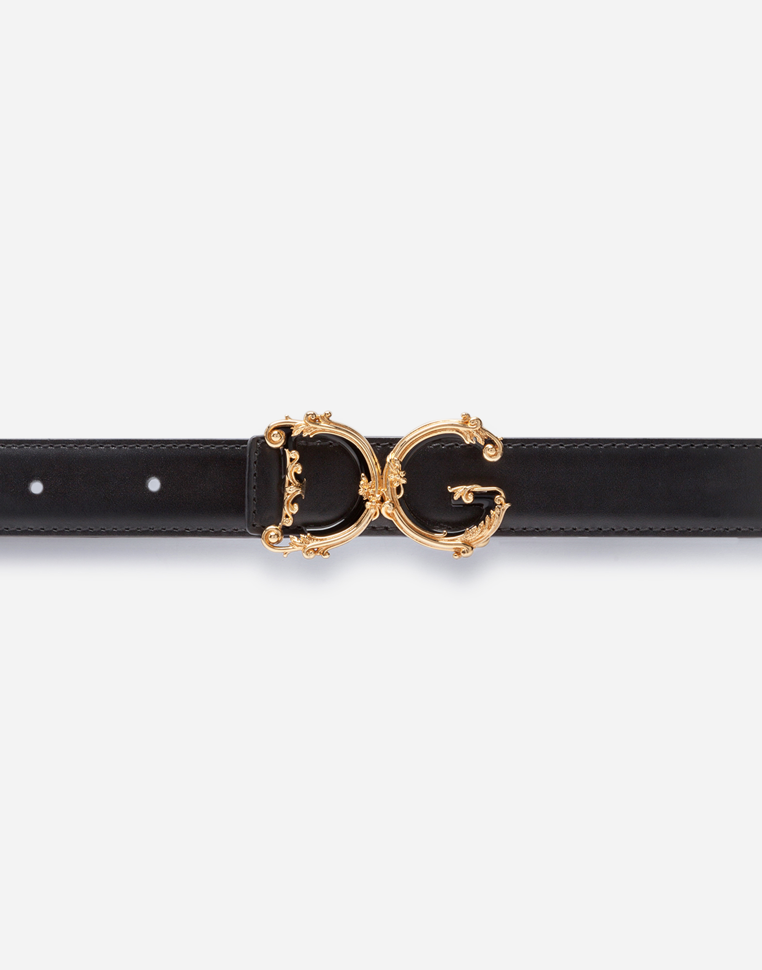 Leather belt with DG baroque logo