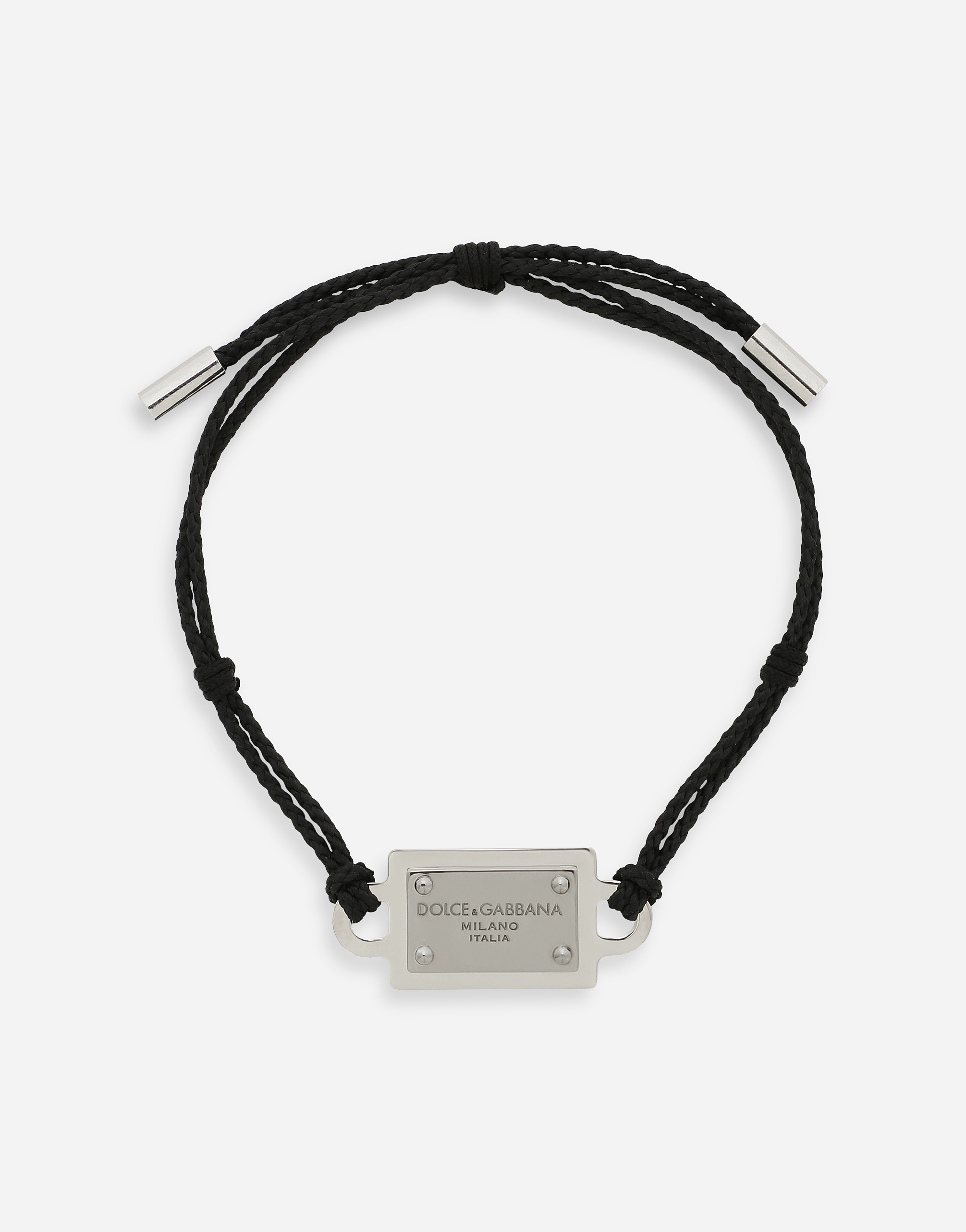 Shop Dolce & Gabbana Cord Bracelet With Branded Tag In マルチカラー