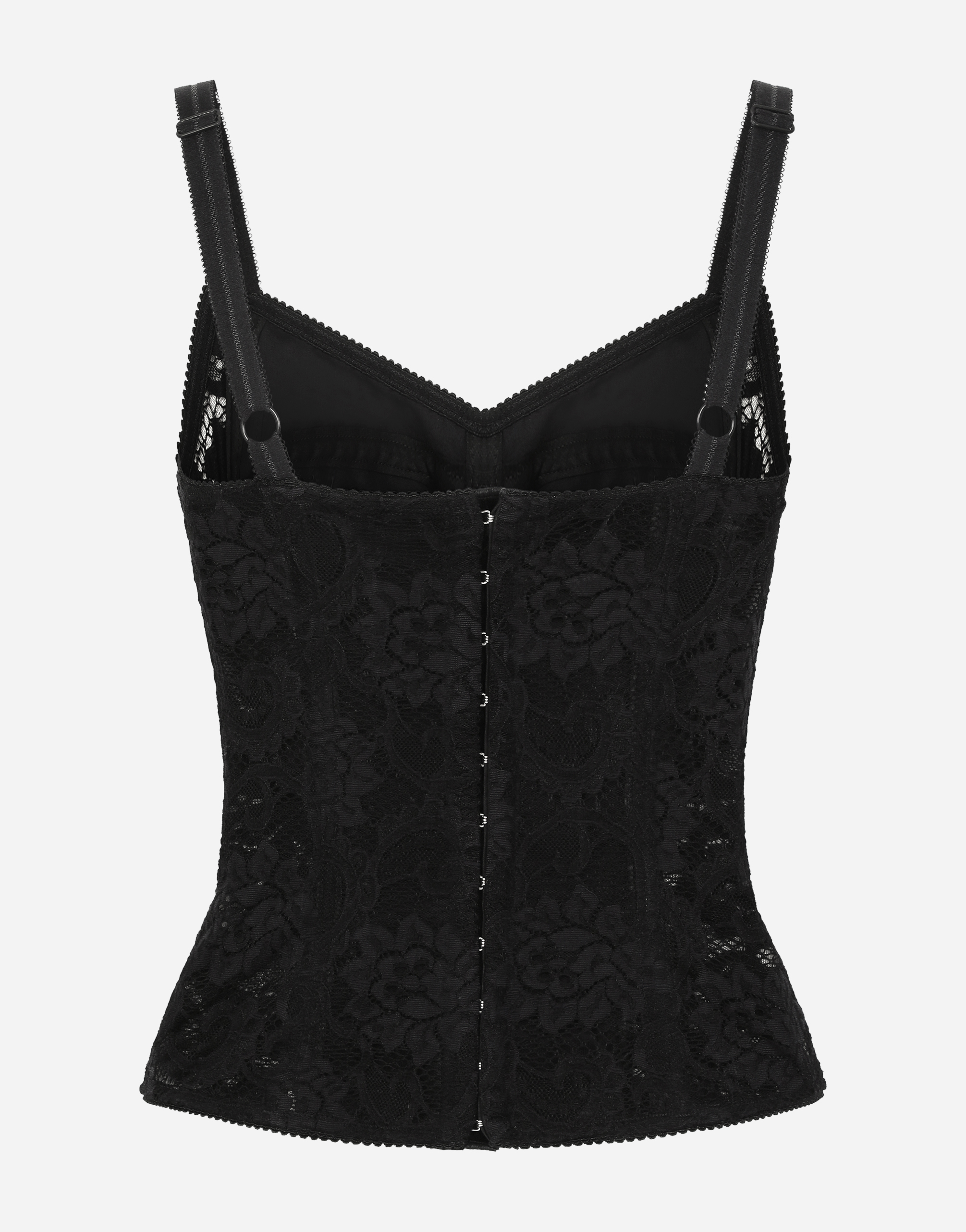 Shop Dolce & Gabbana Corset Lace And Satin Top In ブラック