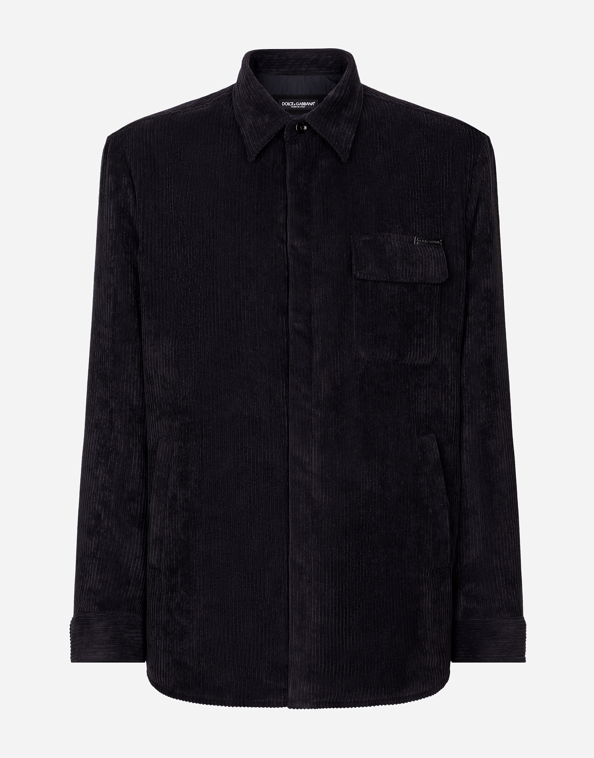 Shop Dolce & Gabbana Lined Corduroy Shirt In Black