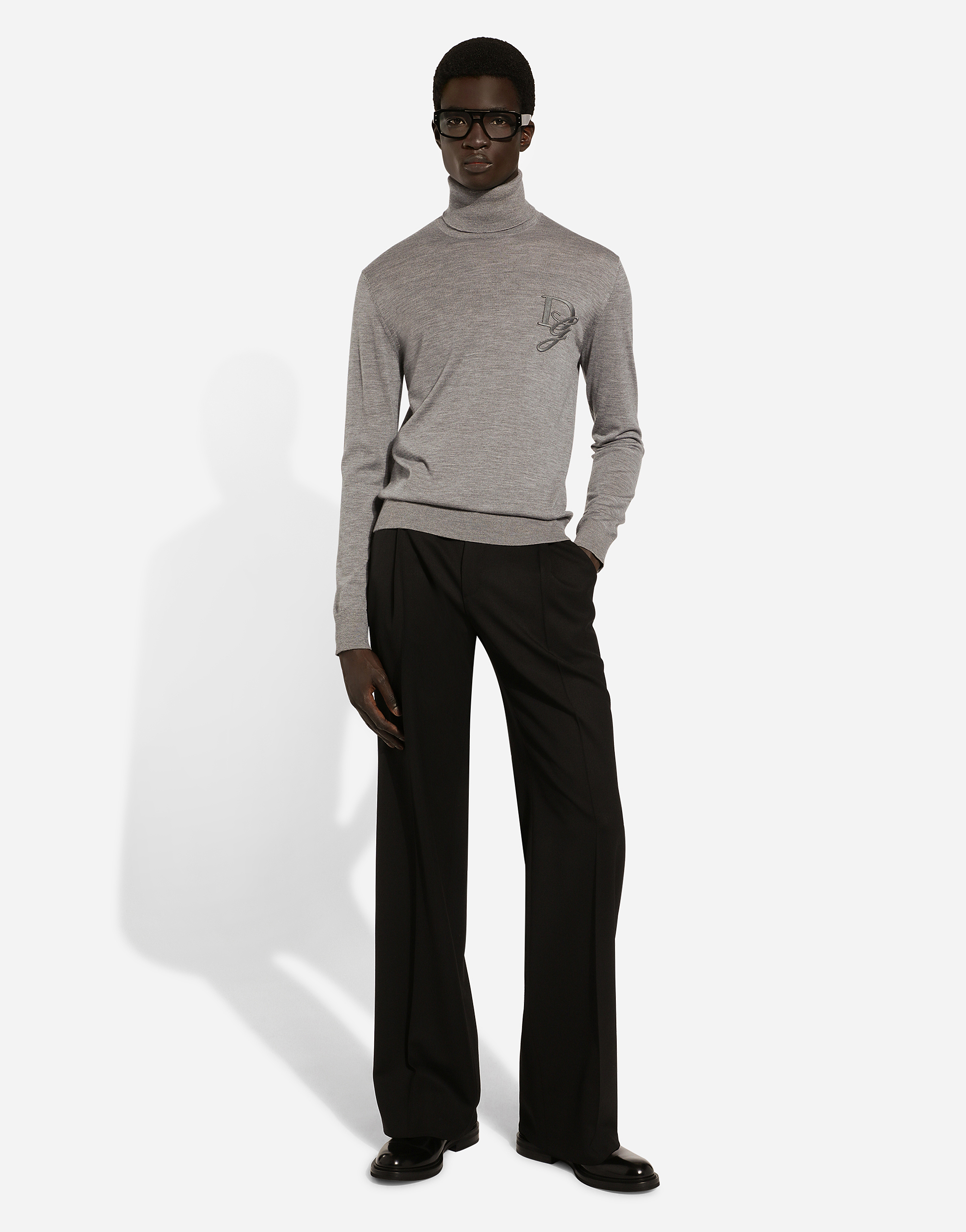 Shop Dolce & Gabbana Cashmere Turtle-neck Sweater In Grey