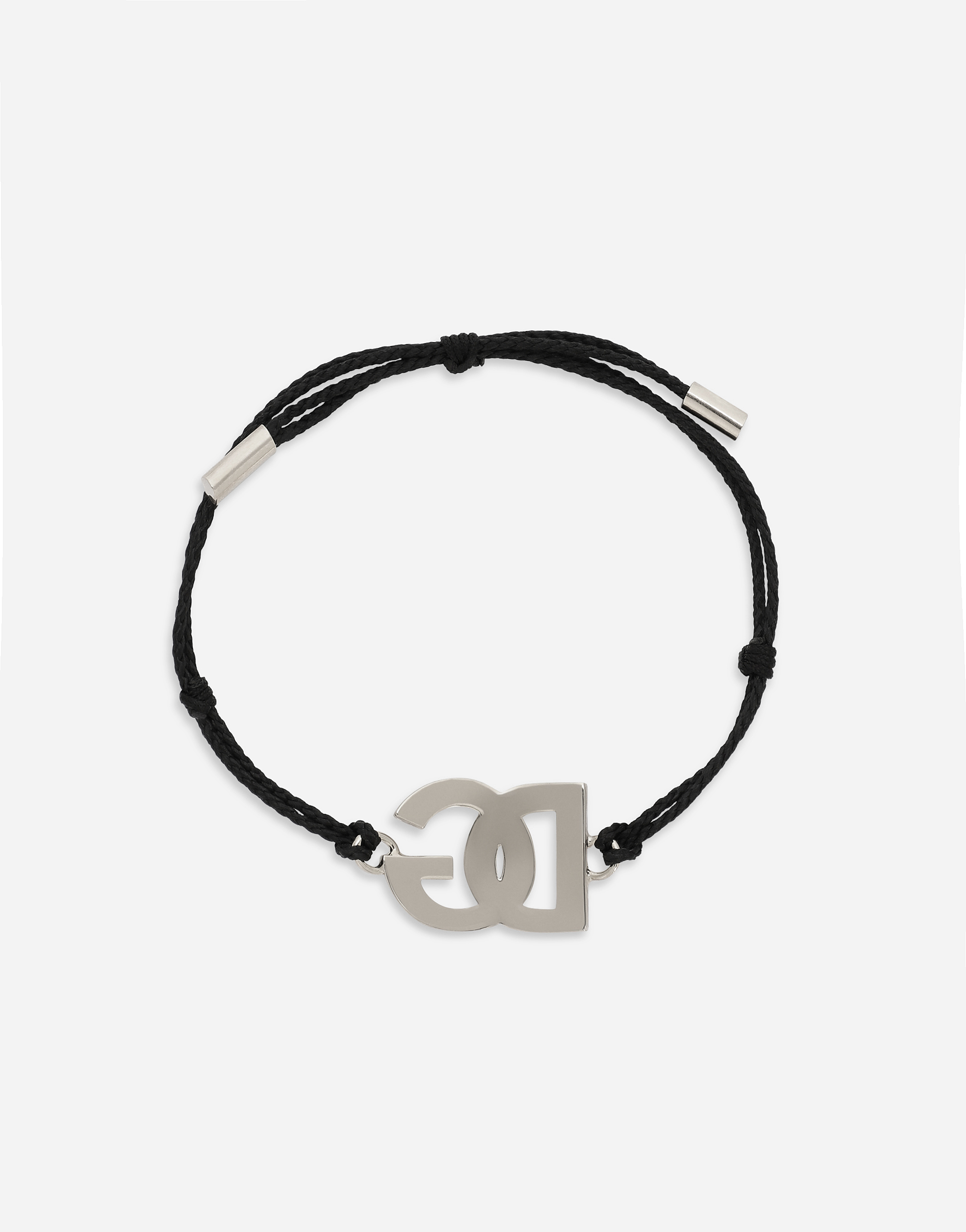 Shop Dolce & Gabbana Cord Bracelet With Large Dg Logo In マルチカラー