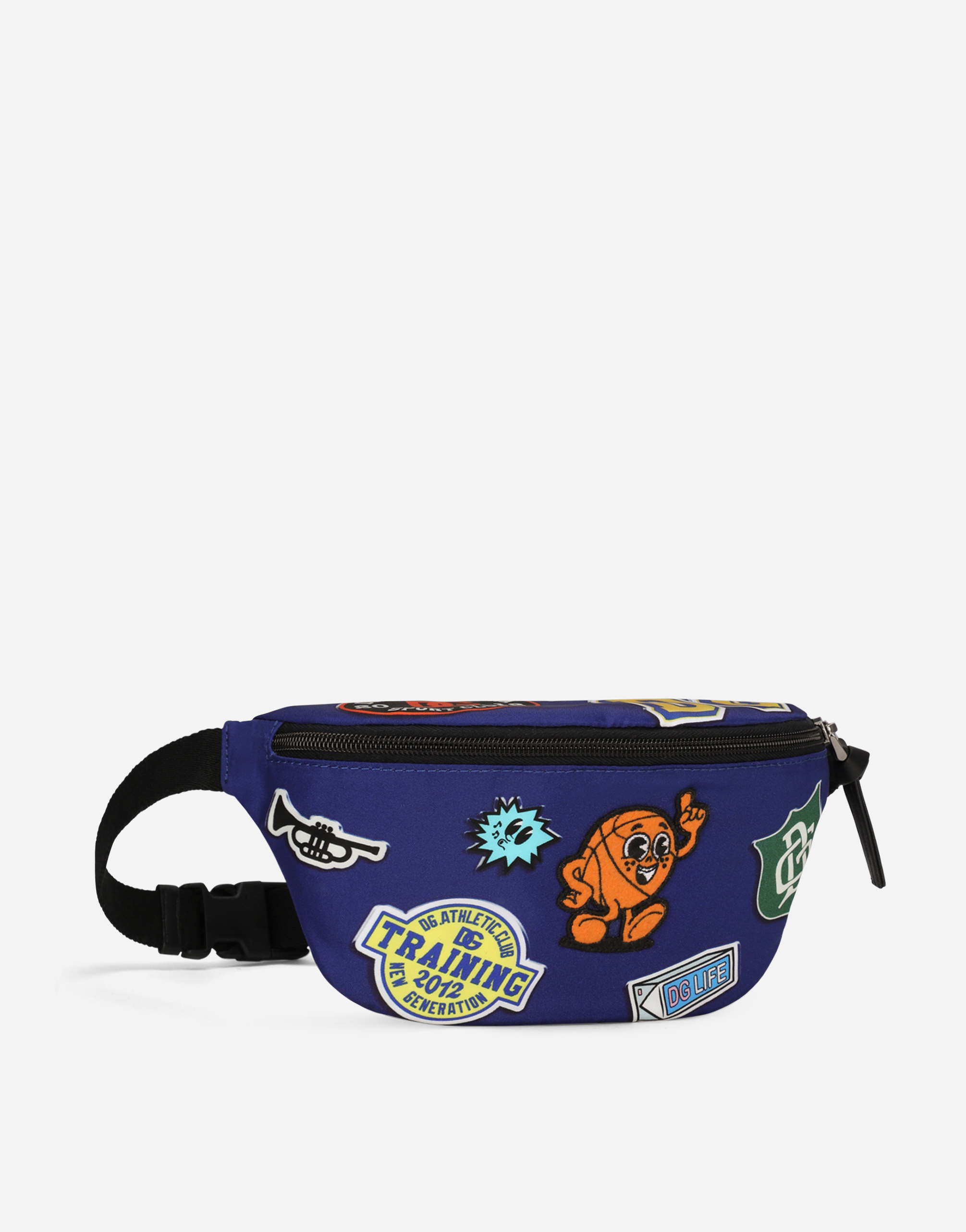 Shop Dolce & Gabbana Marsupio In Nylon Stampato In Dg Stickers Fdo.blue