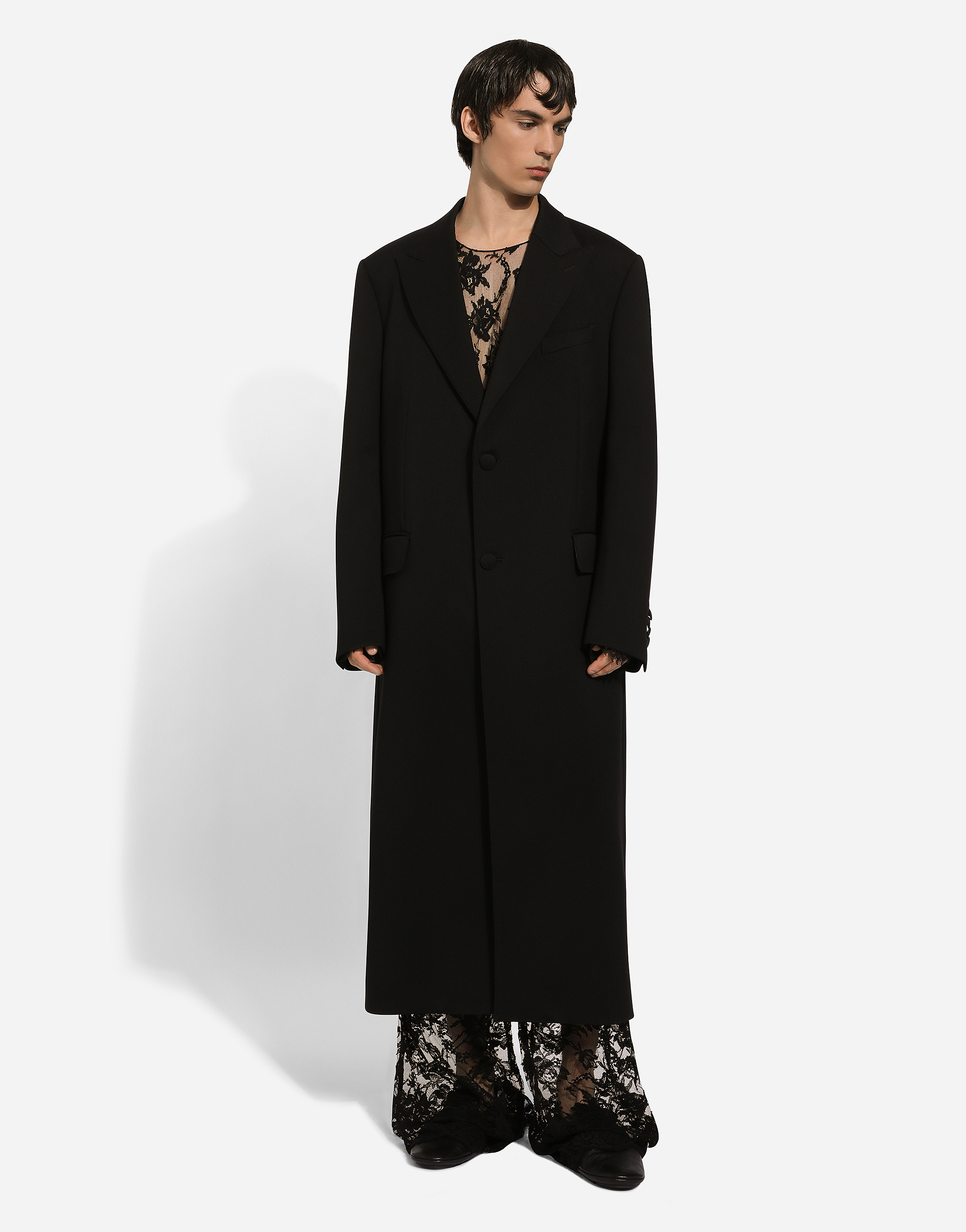 Shop Dolce & Gabbana Single-breasted Double-face Stretch Wool Coat In Black