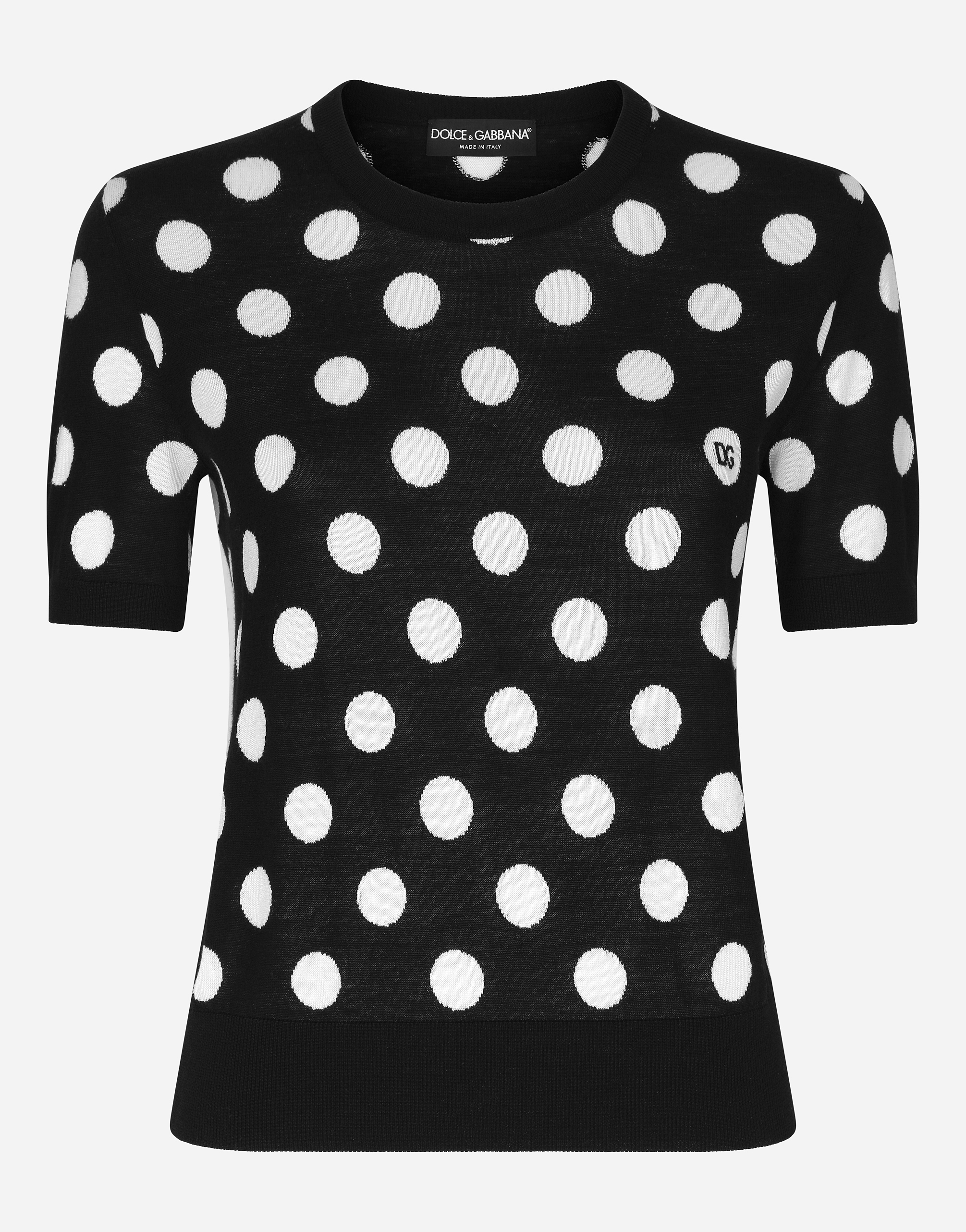 Shop Dolce & Gabbana Wool And Silk Tank Top With Polka-dot Inlay In プリ