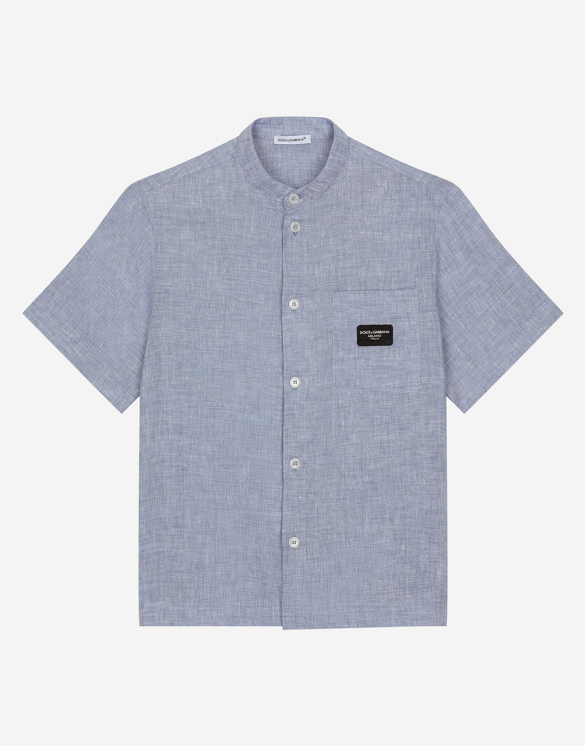 Linen shirt with logo tag