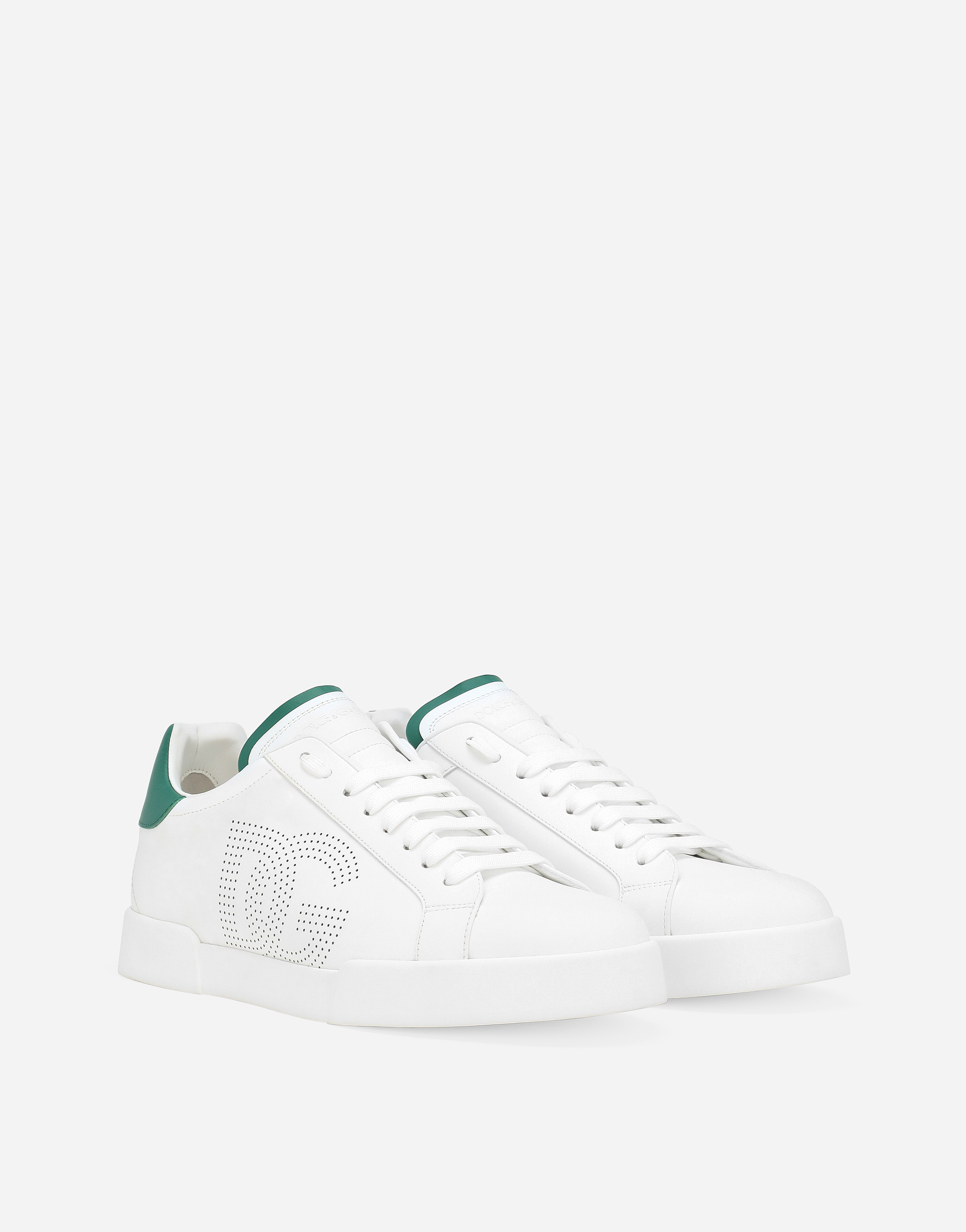 Shop Dolce & Gabbana Calfskin Portofino Sneakers In Bianco