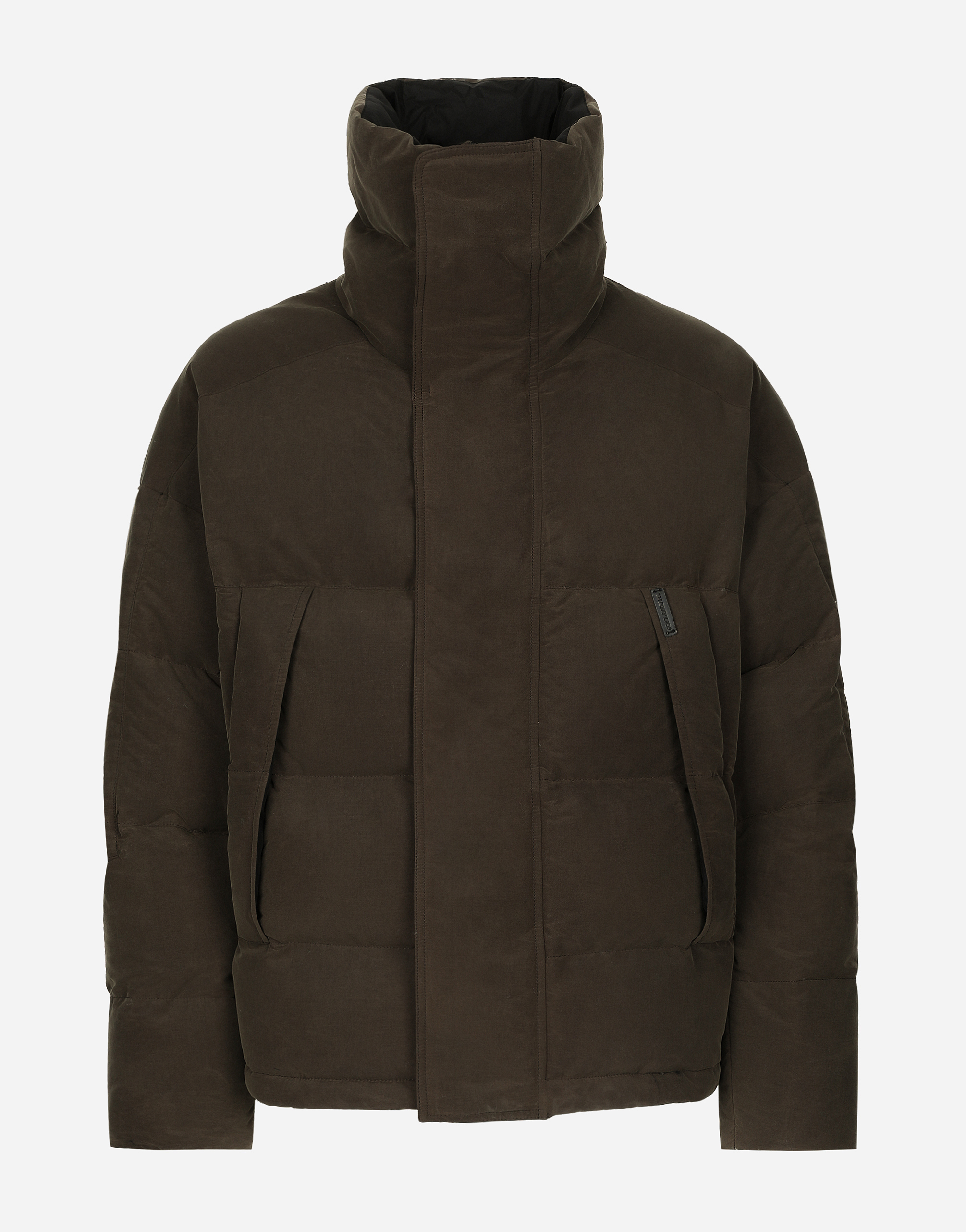 Shop Dolce & Gabbana Padded Canvas Jacket With High Neck In Brown