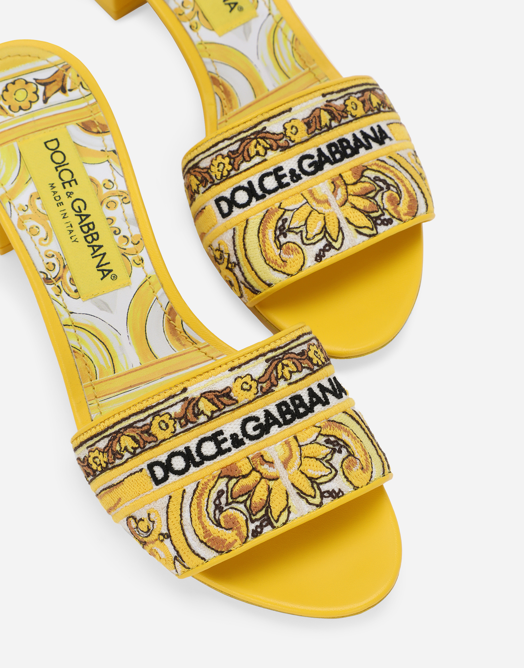 Shop Dolce & Gabbana Mules With Majolica Embroidery In Stampa