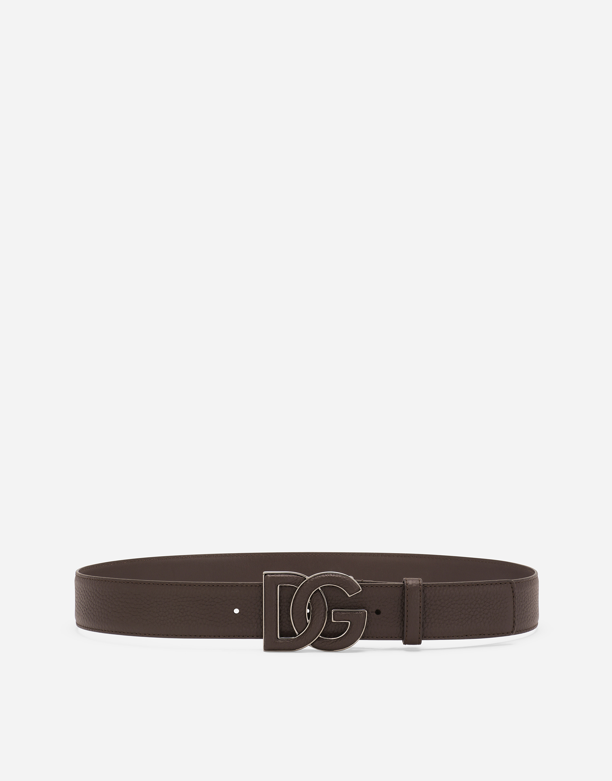 Shop Dolce & Gabbana Deerskin-print Calfskin Belt With Logo Print In ブラウン