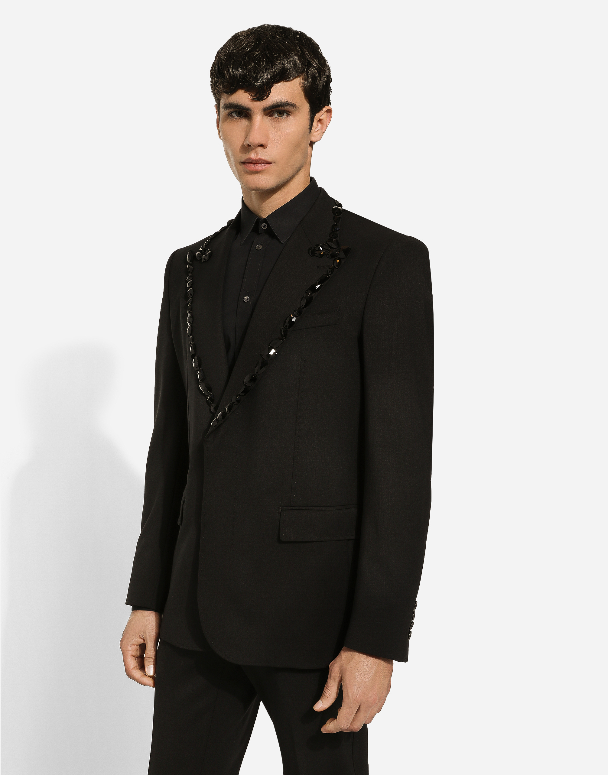 Sicilia single-breasted tuxedo jacket with rhinestones in Negro 