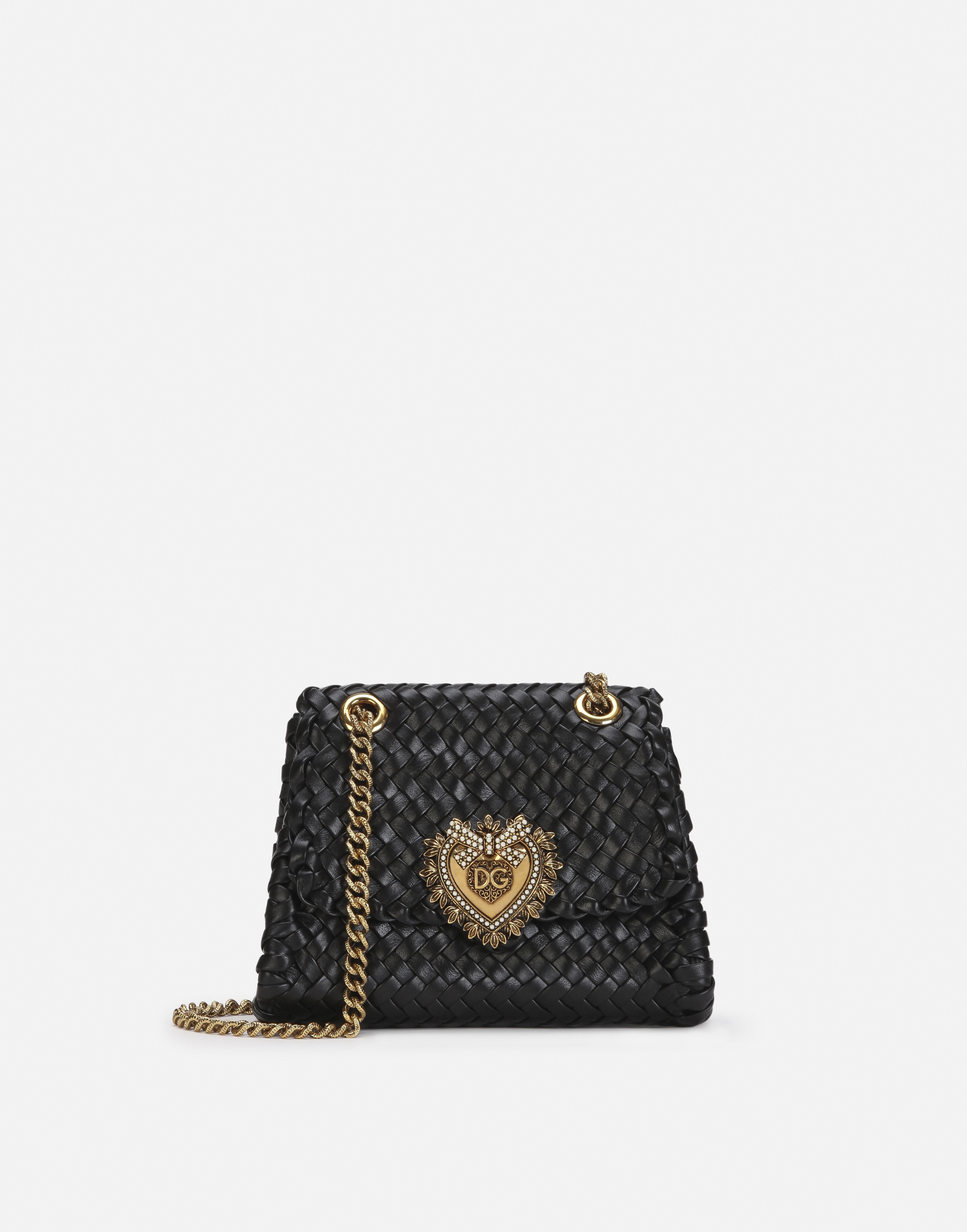 Small Devotion shoulder bag in woven nappa leather