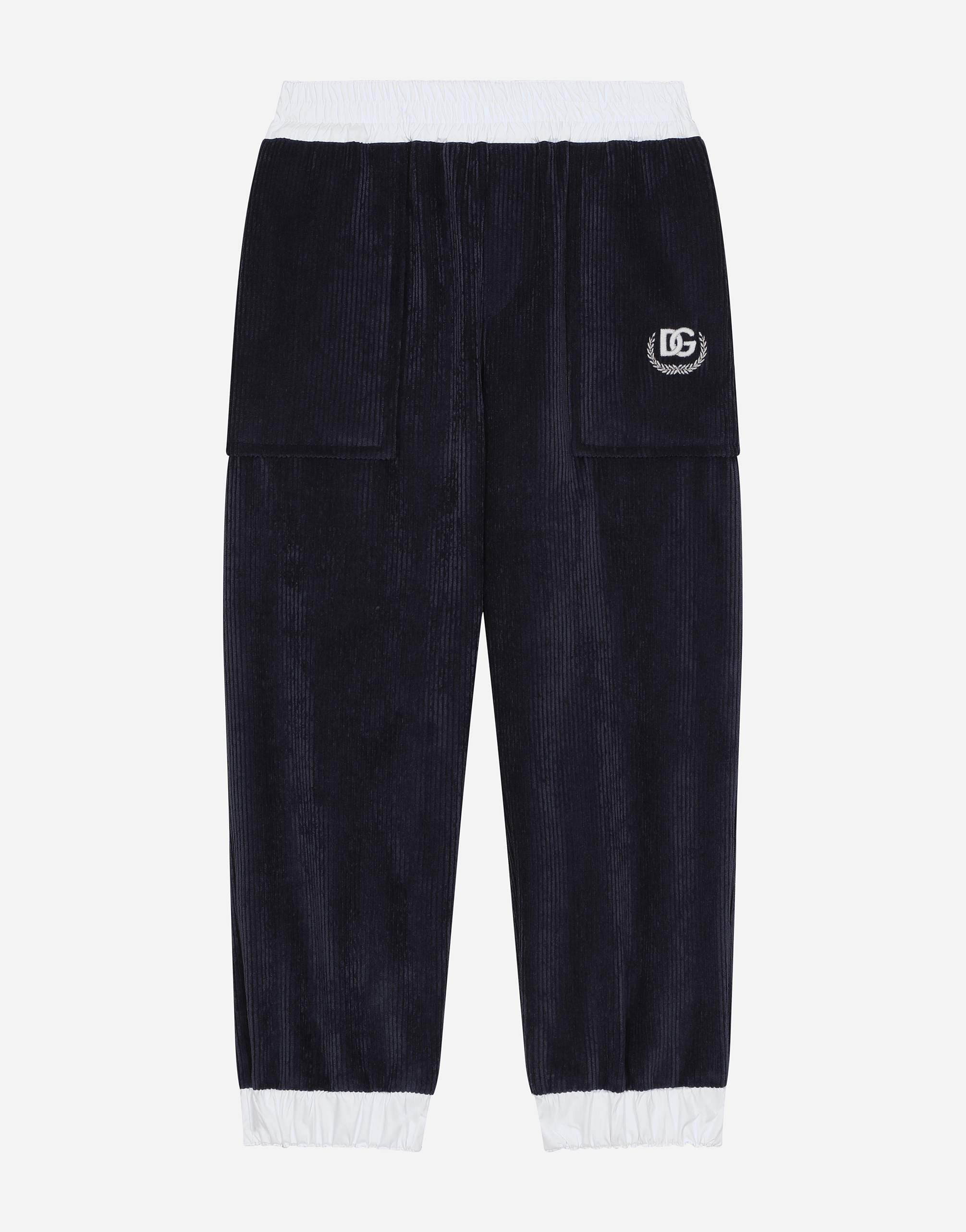 Shop Dolce & Gabbana Corduroy Jogging Pants With Dg Logo In Blue