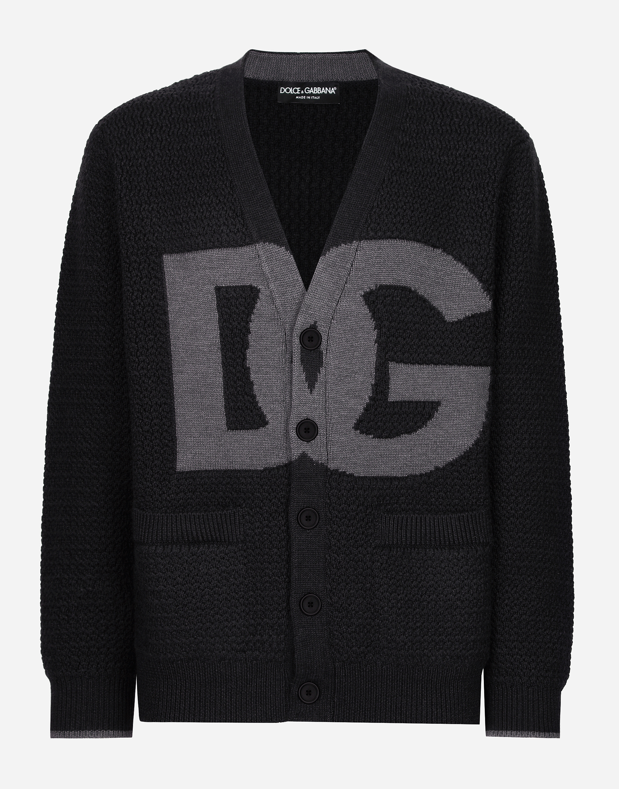 Shop Dolce & Gabbana Hand-knit Wool Cardigan In Grey