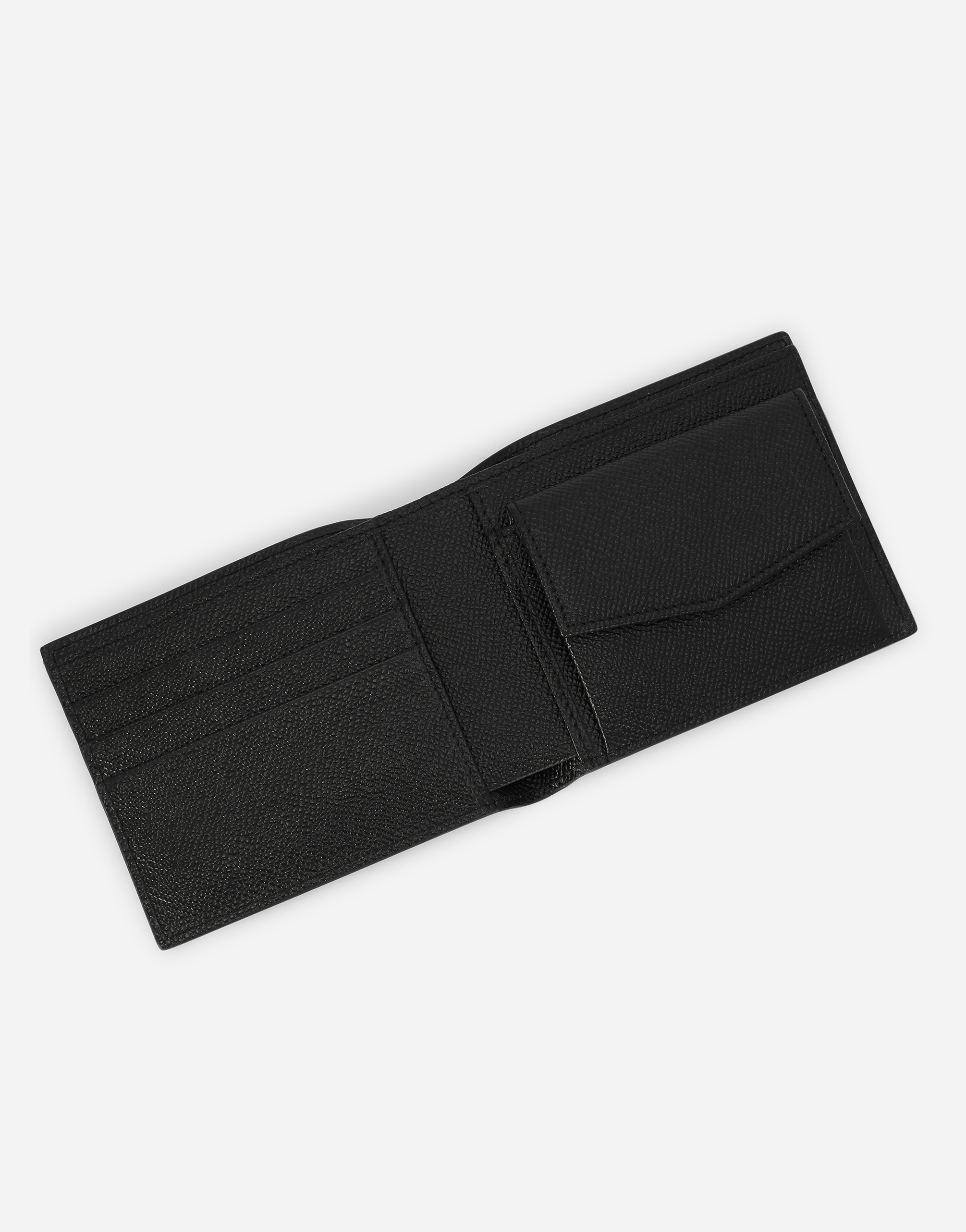 Shop Dolce & Gabbana Calfskin Wallet With Coin Pocket And Logo Tag In Black