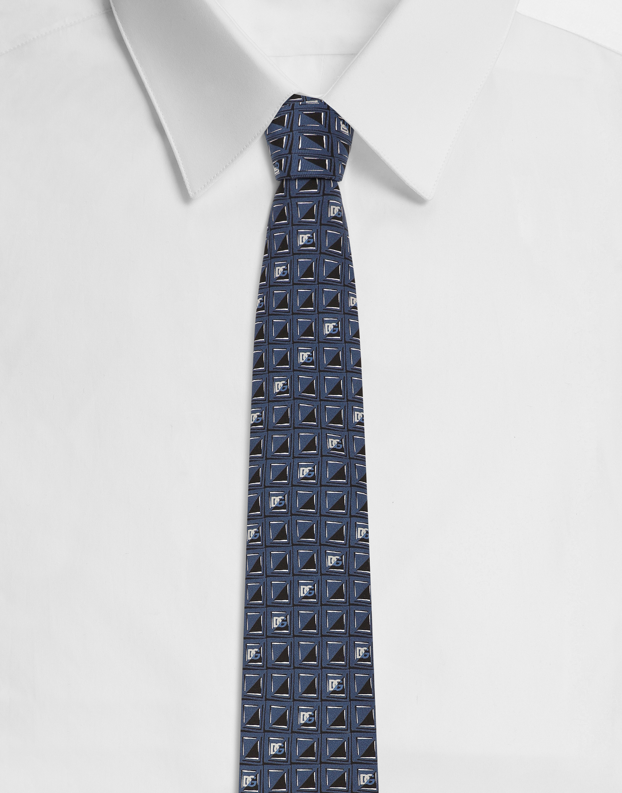 Shop Dolce & Gabbana Silk Jacquard Tie With Micro-designs And Dg Logo In Print