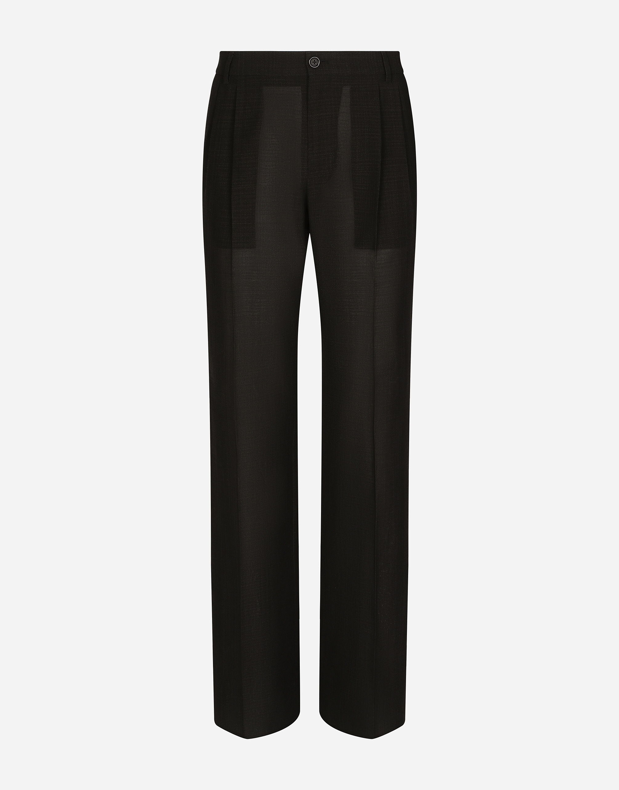 Dolce & Gabbana Tailored Straight-leg Trousers In Technical Cotton In Grey