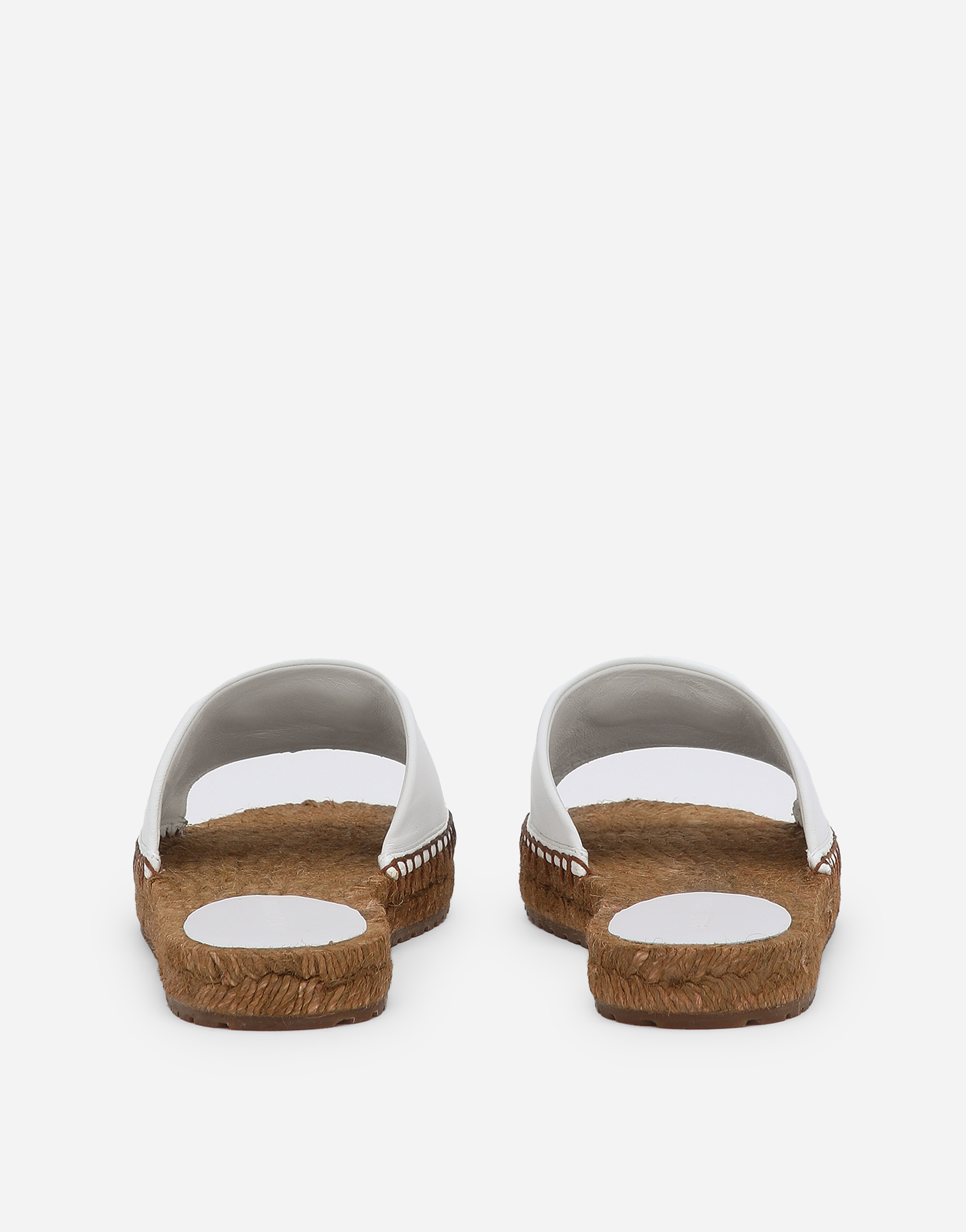 Shop Dolce & Gabbana Nappa Leather Espadrille Sliders With Dg Logo In White