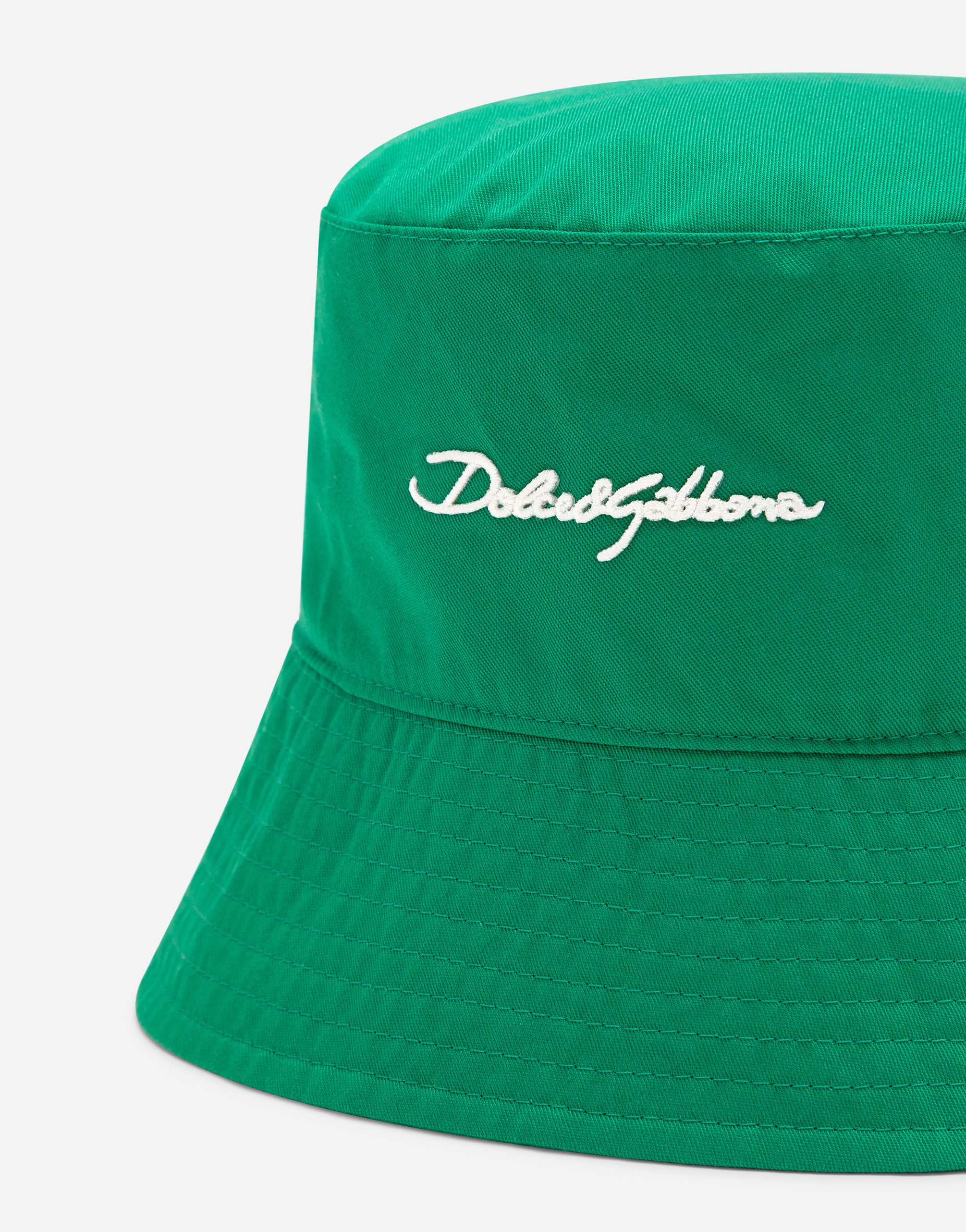 Shop Dolce & Gabbana Bucket Hat With Dolce&gabbana Logo In グリーン