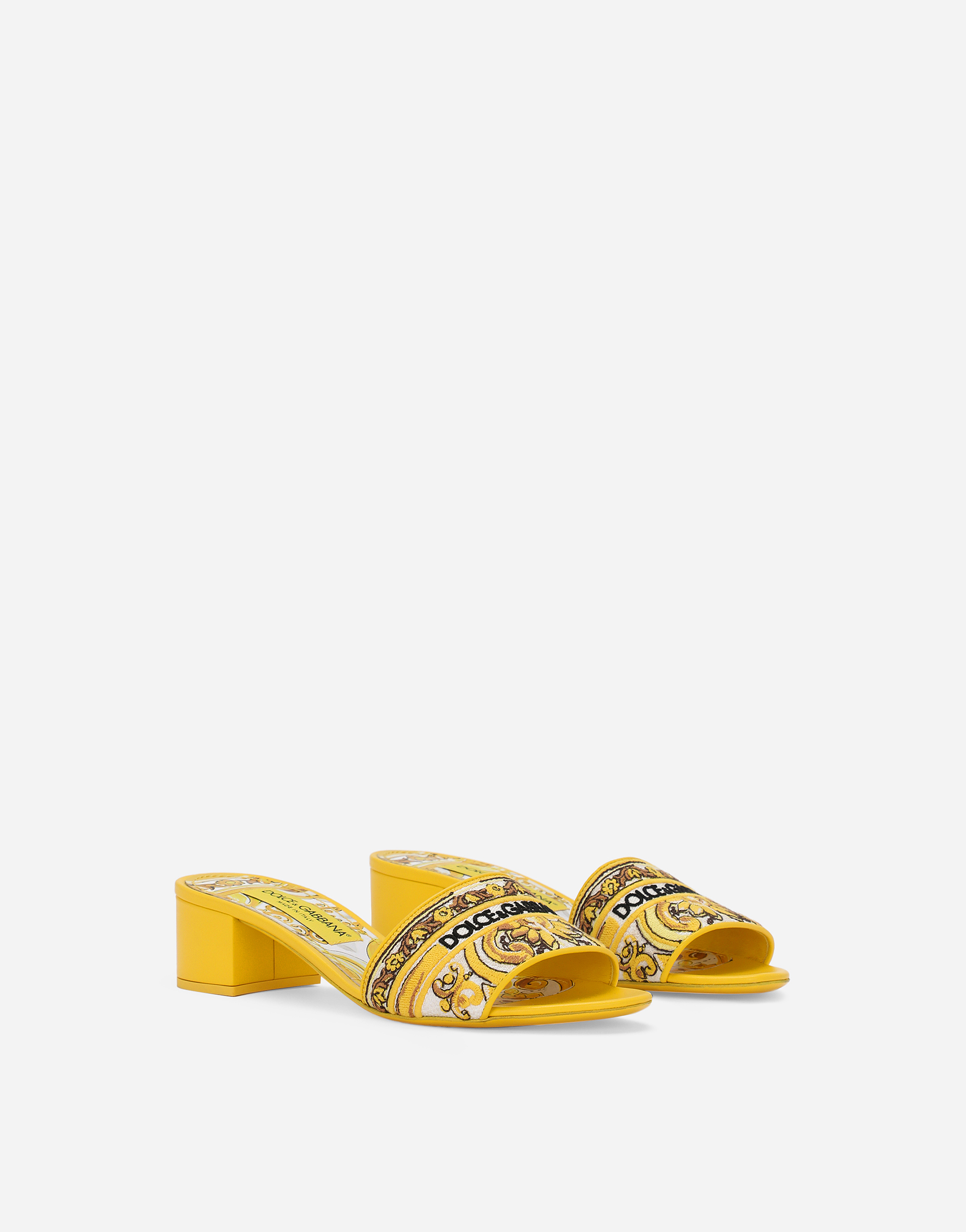 Shop Dolce & Gabbana Mules With Majolica Embroidery In Stampa