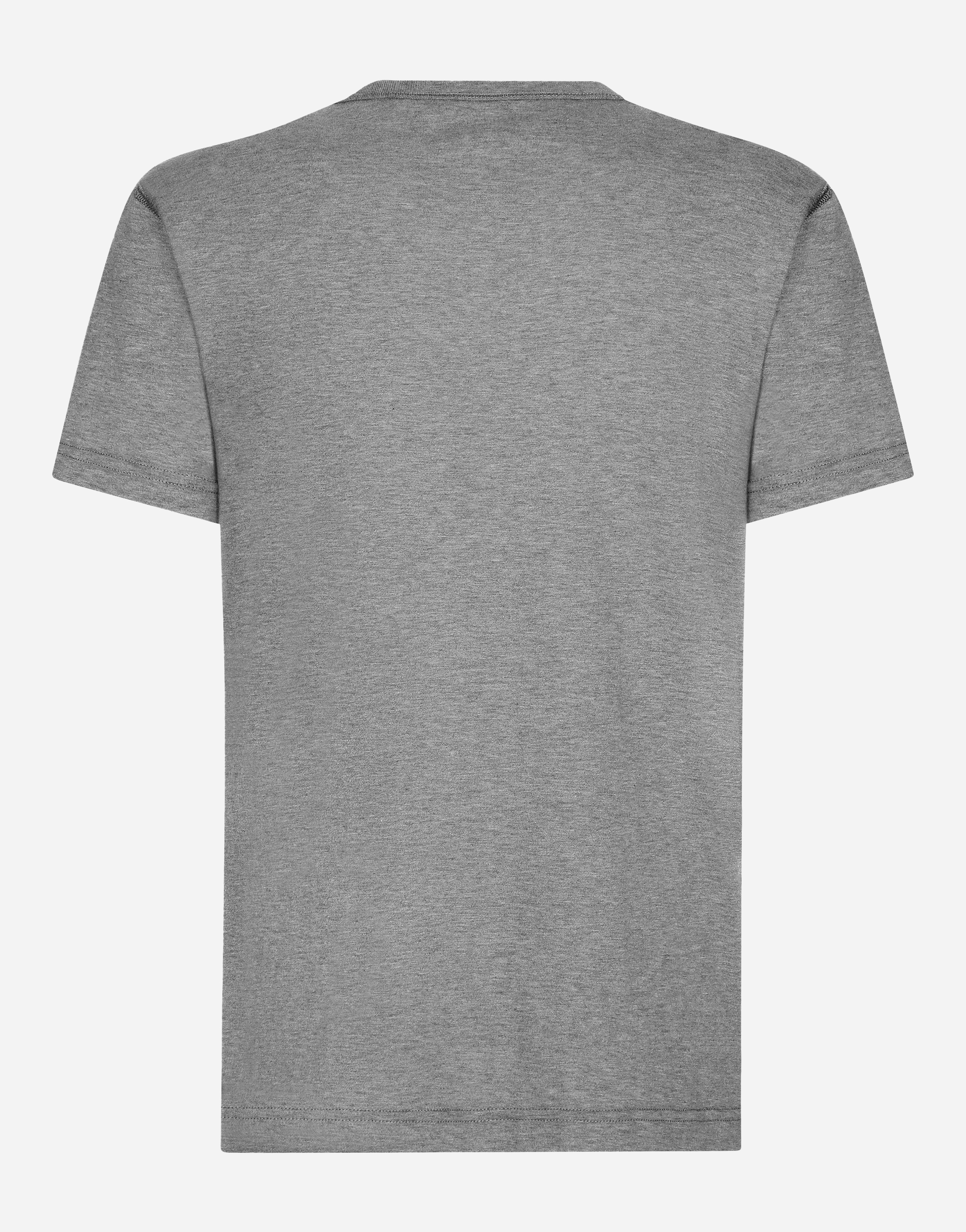 Shop Dolce & Gabbana Cotton T-shirt With Branded Tag In Grey